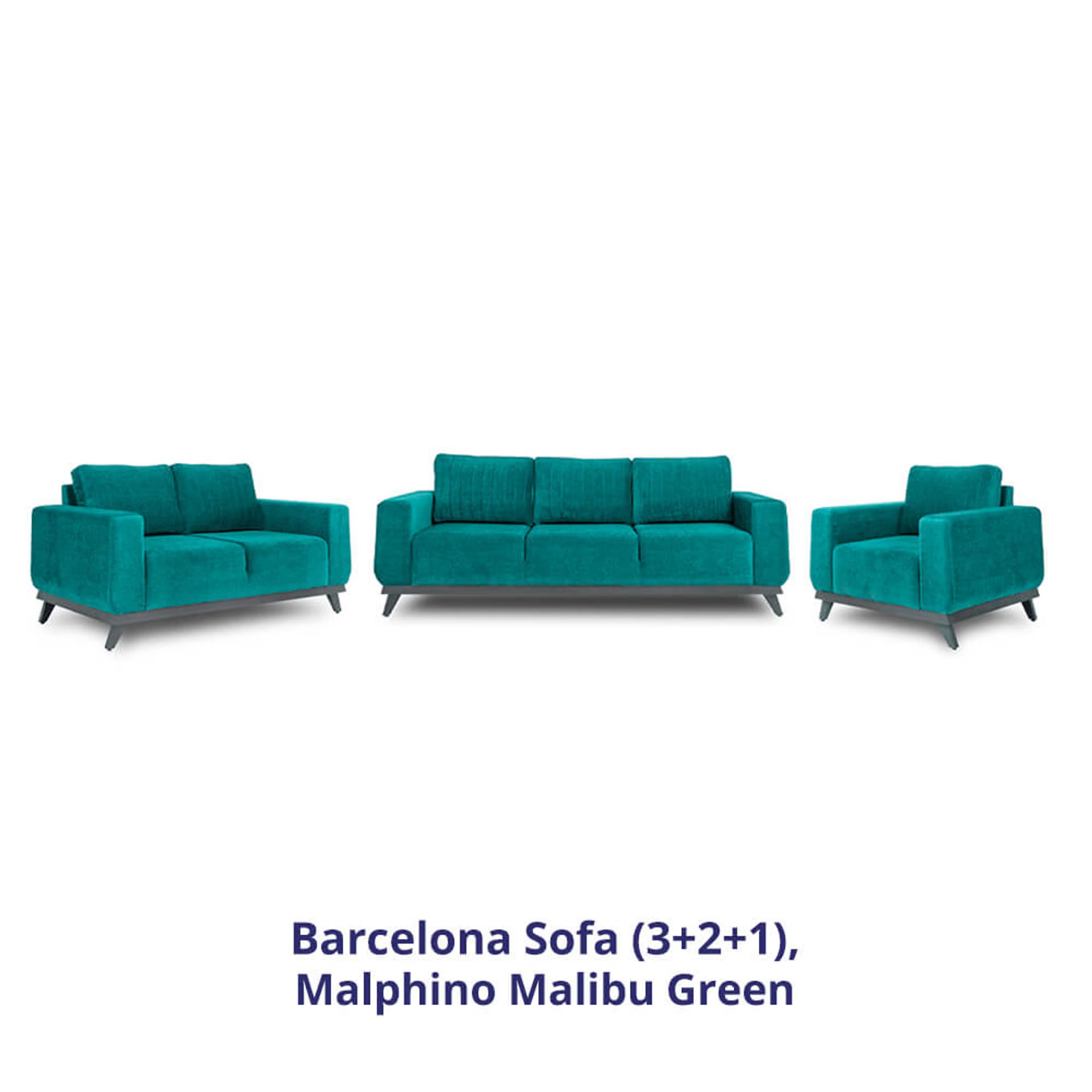 Home 25 Wakefit Barcelona Sofa Set (3+2+1) Regular, Set (3+2+1), Malibu Green