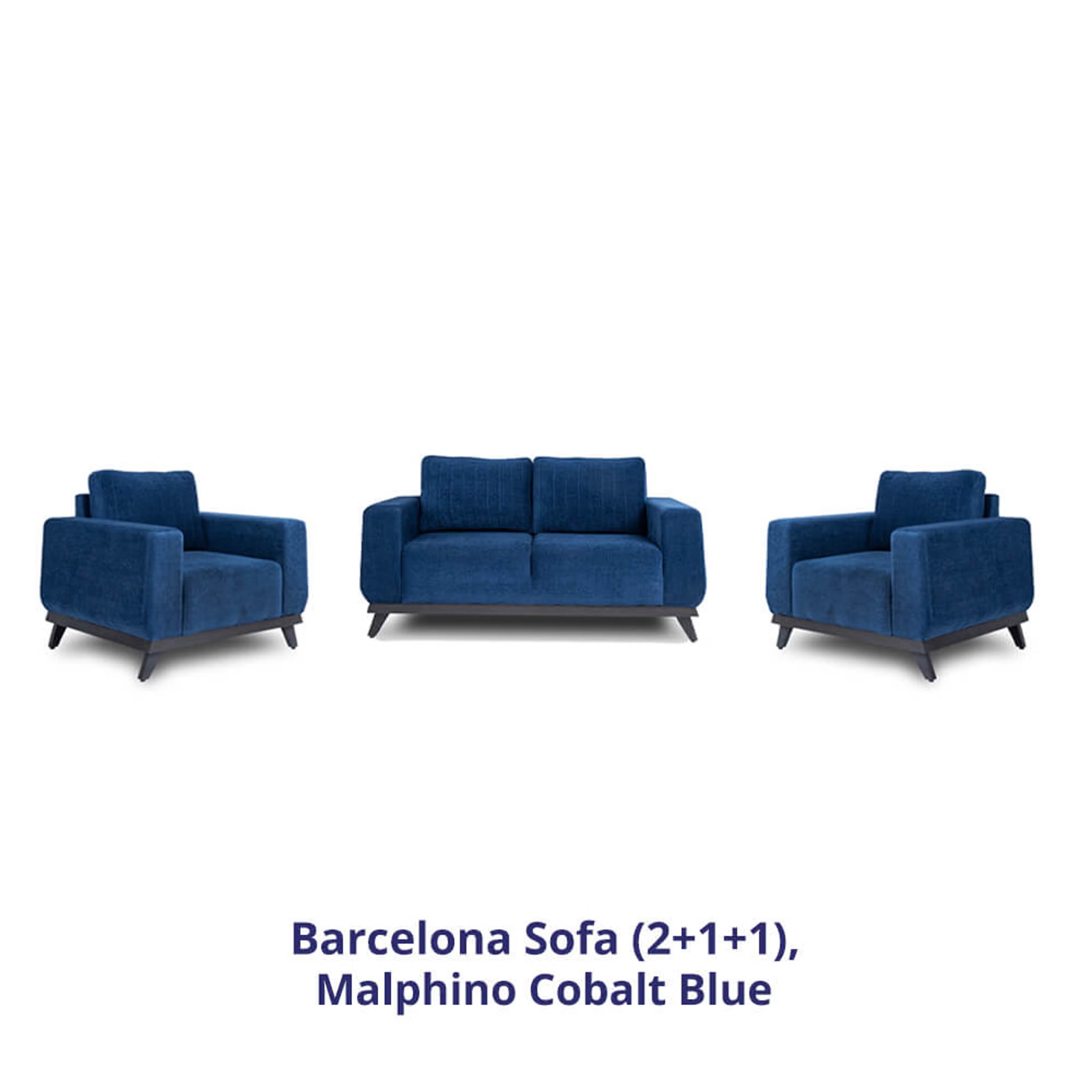 Wakefit Barcelona Sofa Set (2+1+1) Regular, Set (2+1+1), Cobalt Blue
