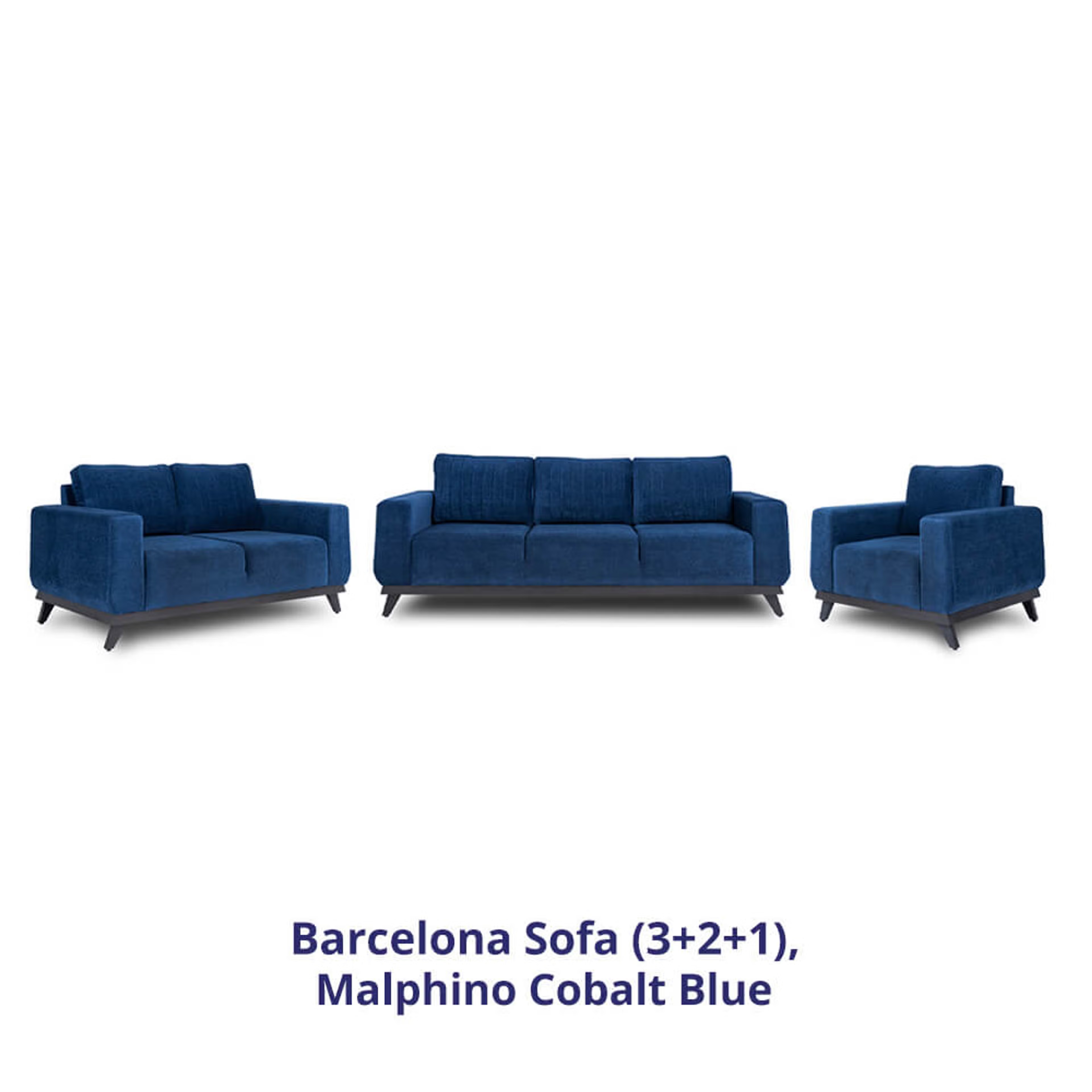Home 37 Wakefit Barcelona Sofa Set (3+2+1) Regular, Set (3+2+1), Cobalt Blue