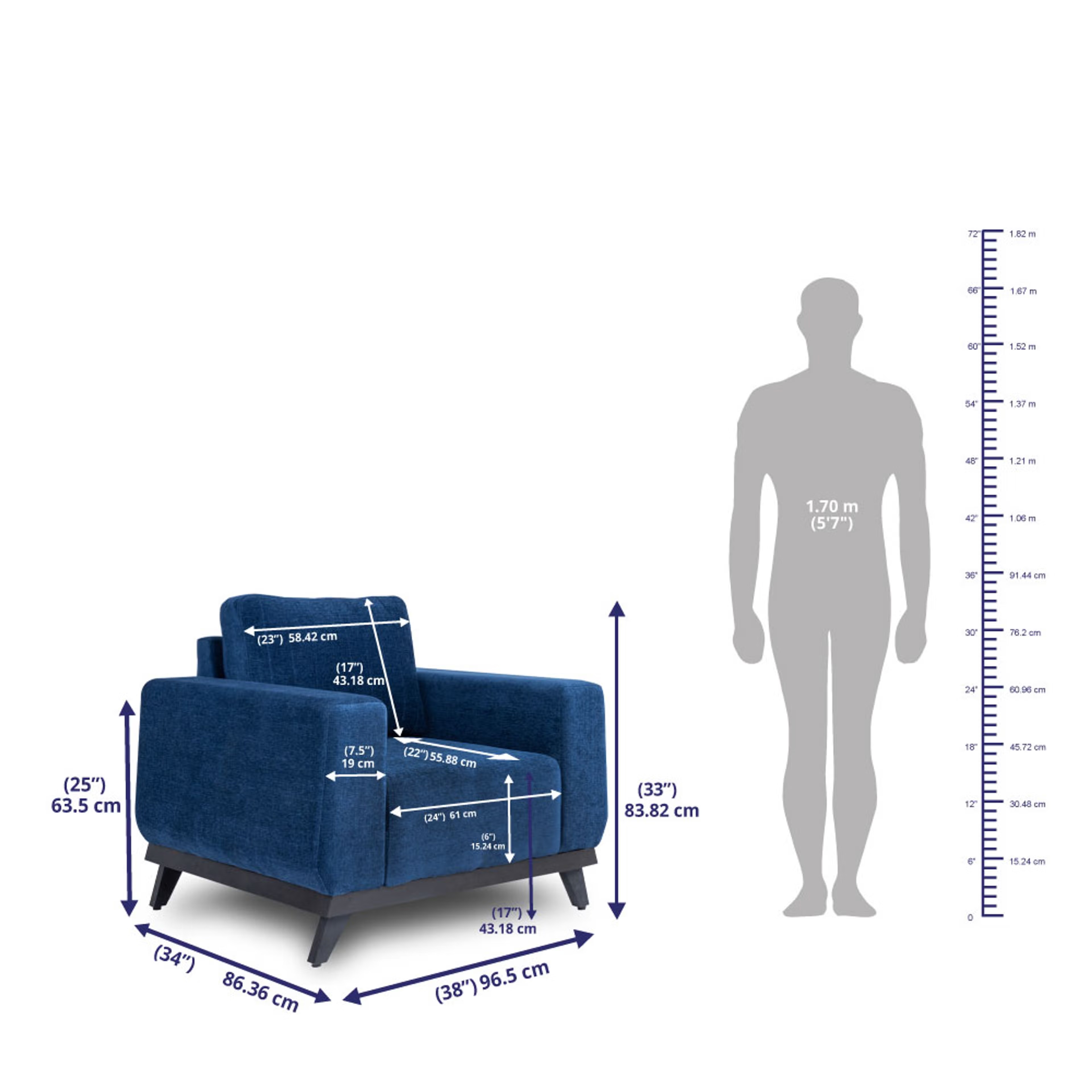 Wakefit Barcelona Sofa Set (3+2+1) Regular, Set (3+2+1), Cobalt Blue 14 Wakefit Barcelona Sofa Set (3+2+1) Regular, Set (3+2+1), Cobalt Blue
