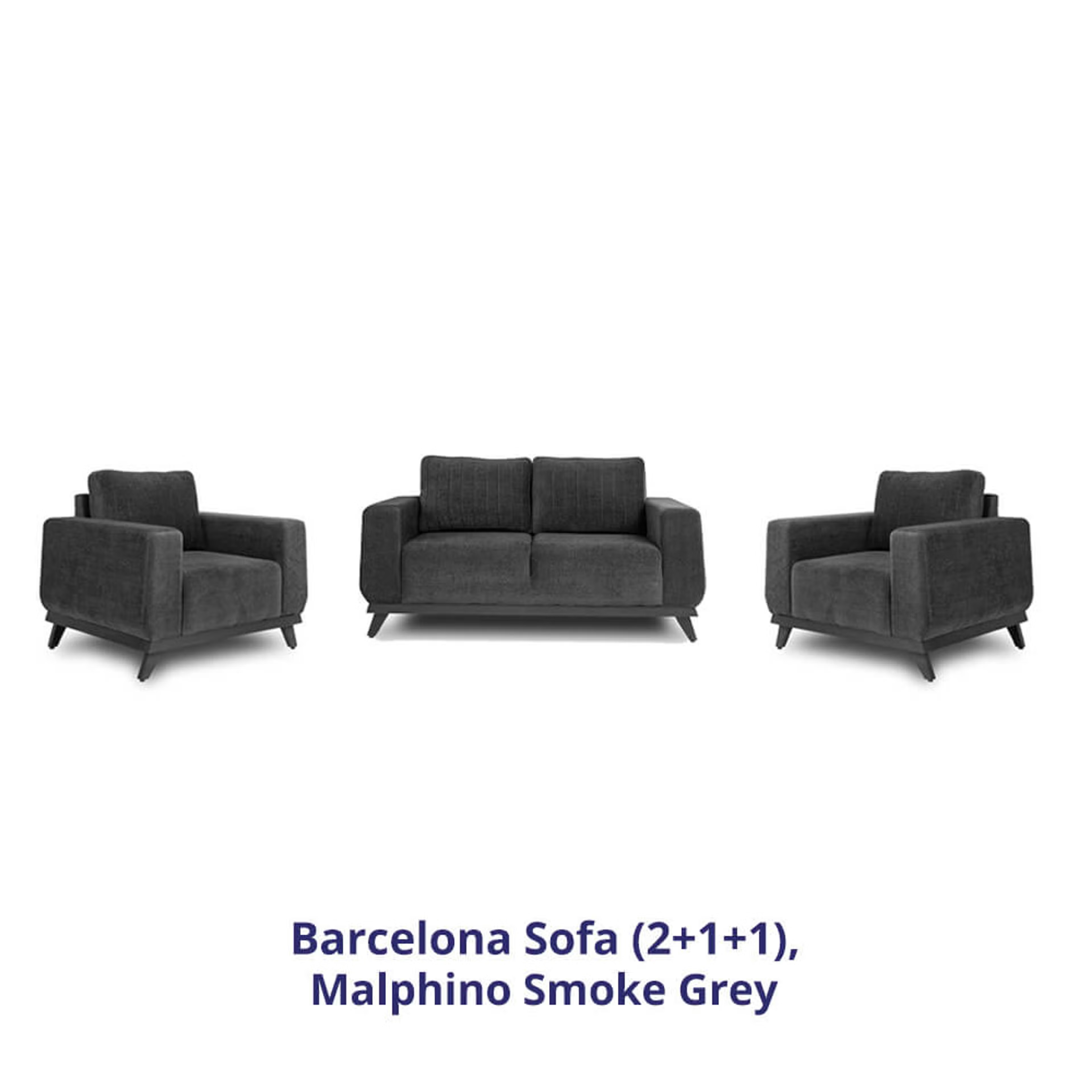 Wakefit Barcelona Sofa Set (2+1+1) Regular, Set (2+1+1), Smoke Grey