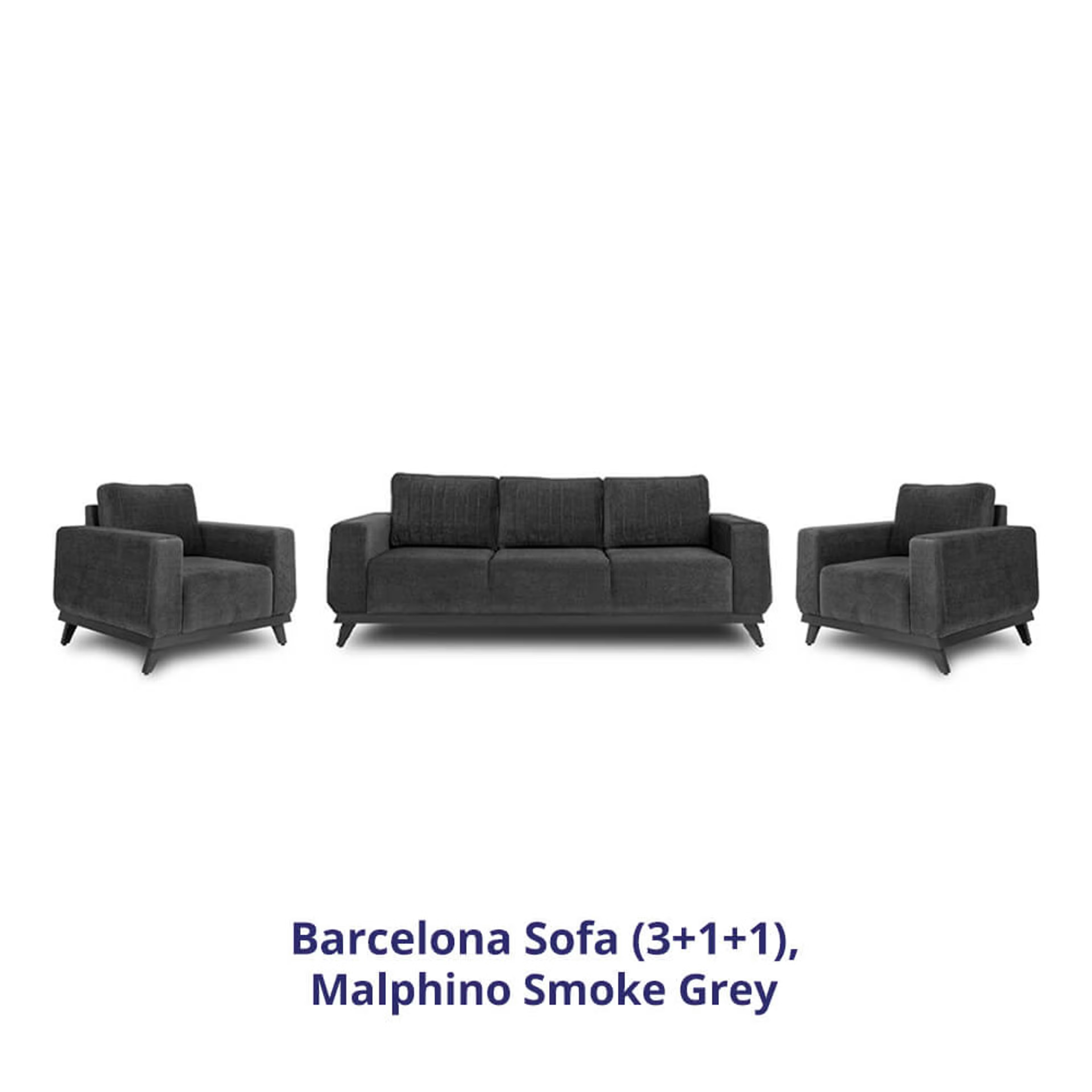 Wakefit Barcelona Sofa Set (3+1+1) Regular, Set (3+1+1), Smoke Grey