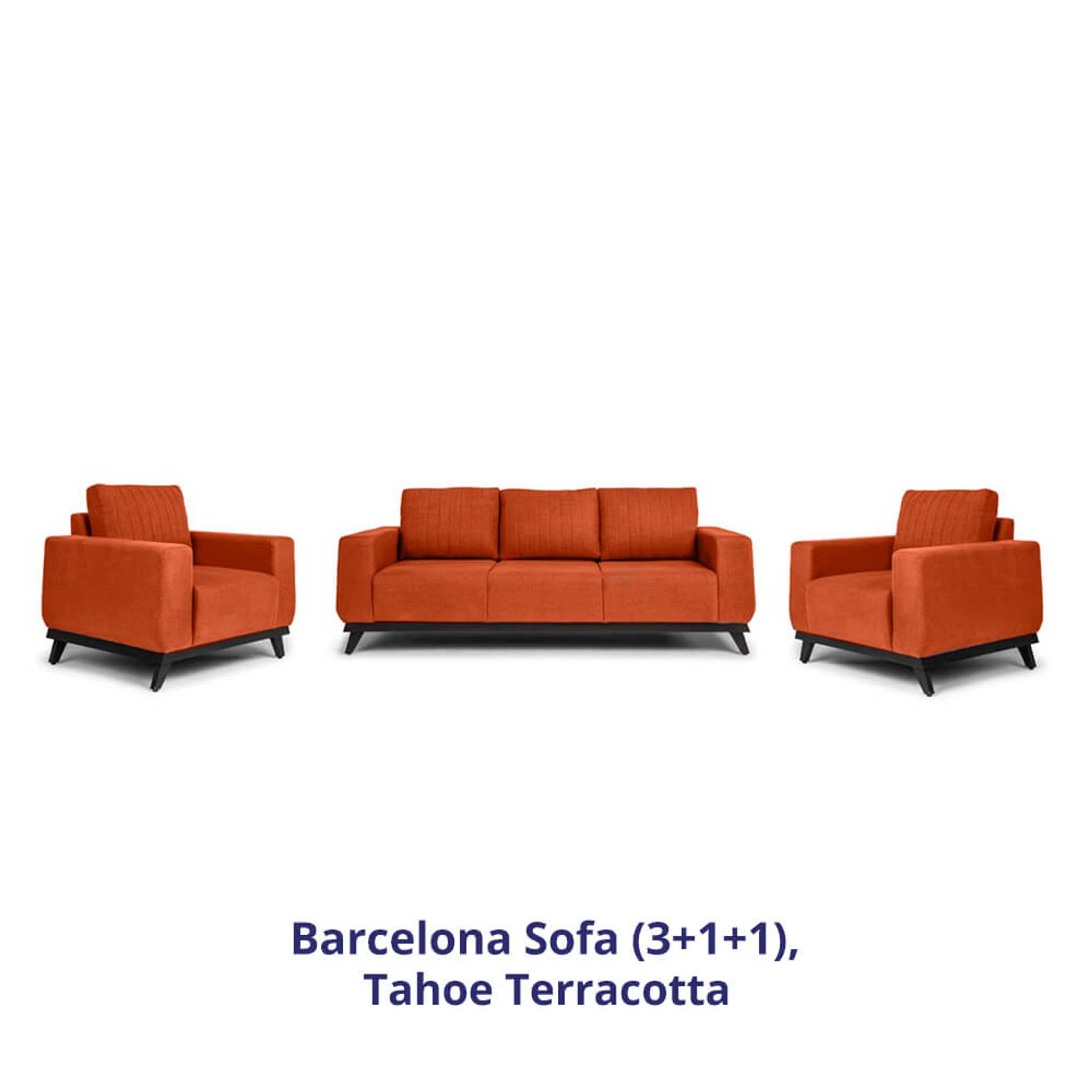 Wakefit Barcelona Sofa Set (3+1+1) Regular, Set (3+1+1), Terracotta