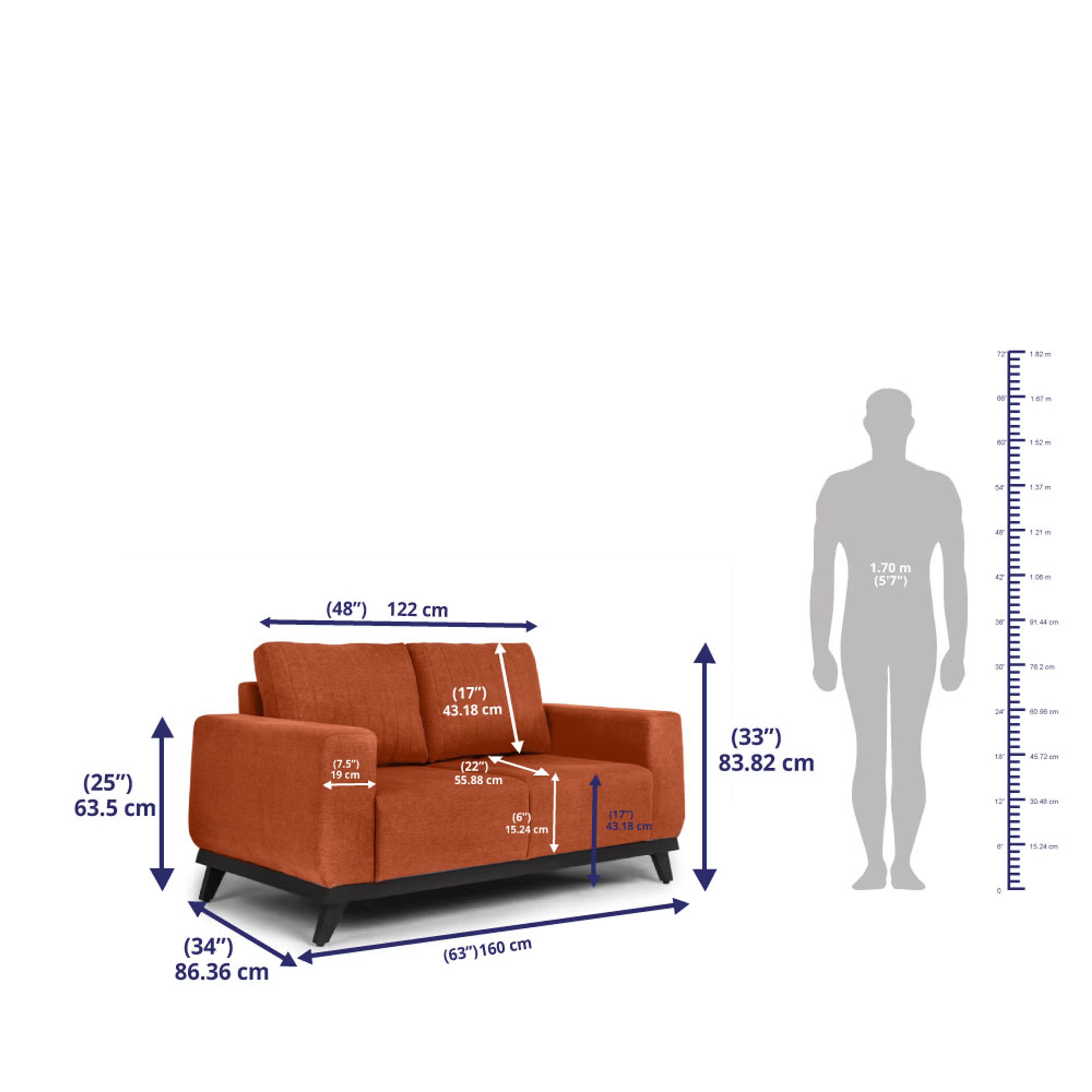 Wakefit Barcelona Sofa Set (3+2) Regular, Set (3+2), Terracotta 10 Wakefit Barcelona Sofa Set (3+2) Regular, Set (3+2), Terracotta