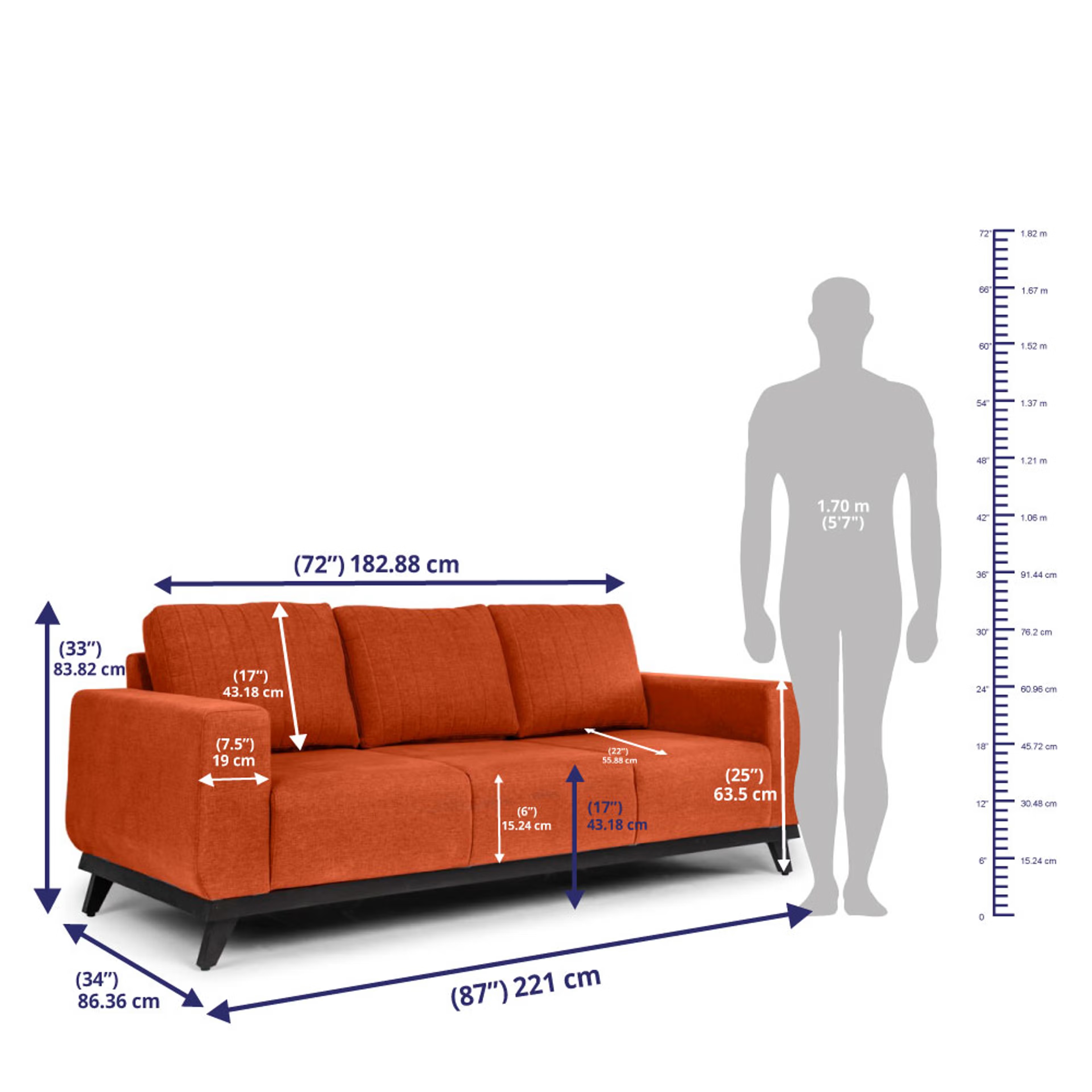 Wakefit Barcelona Sofa Set (3+2) Regular, Set (3+2), Terracotta 5 Wakefit Barcelona Sofa Set (3+2) Regular, Set (3+2), Terracotta