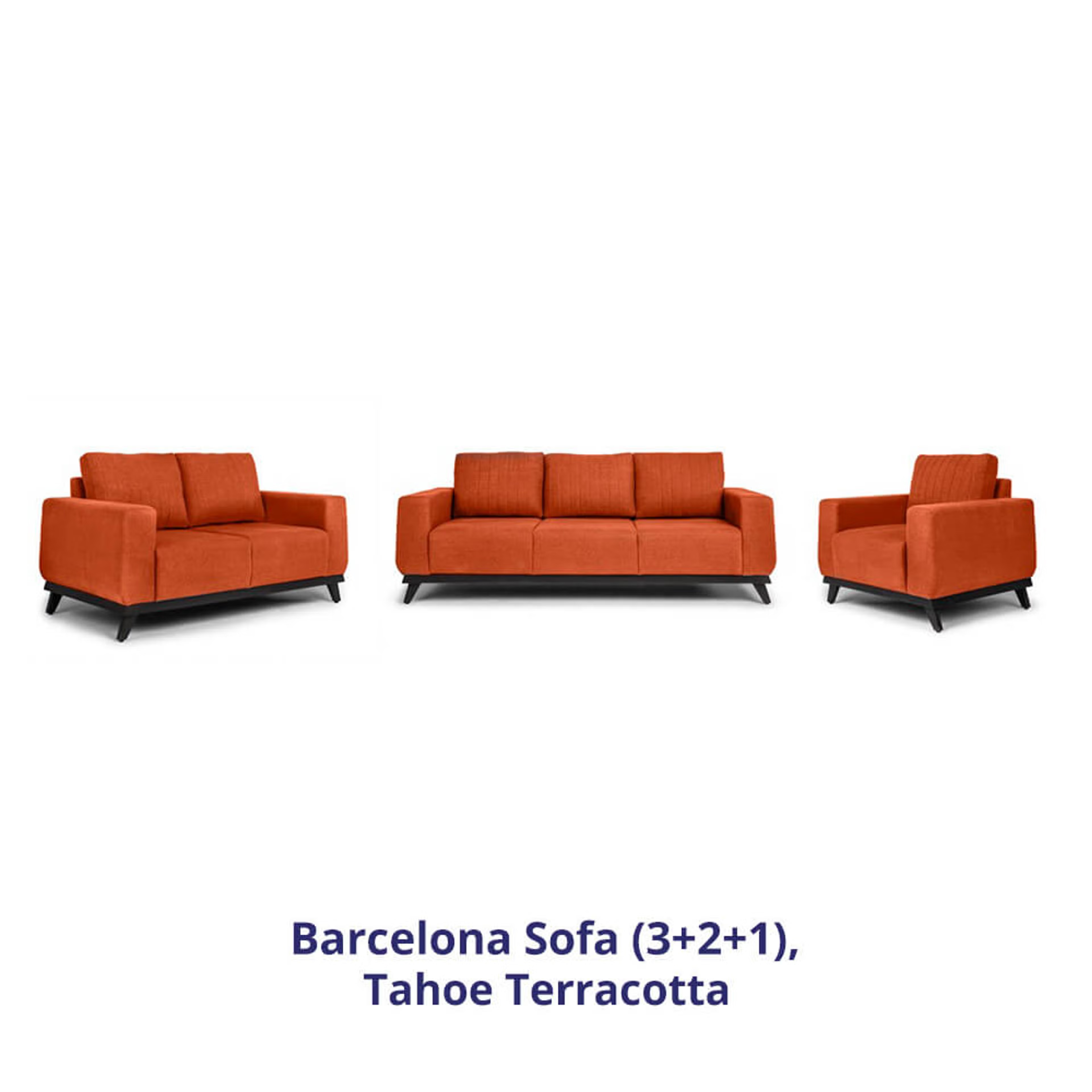Wakefit Barcelona Sofa Set (3+2+1) Regular, Set (3+2+1), Terracotta