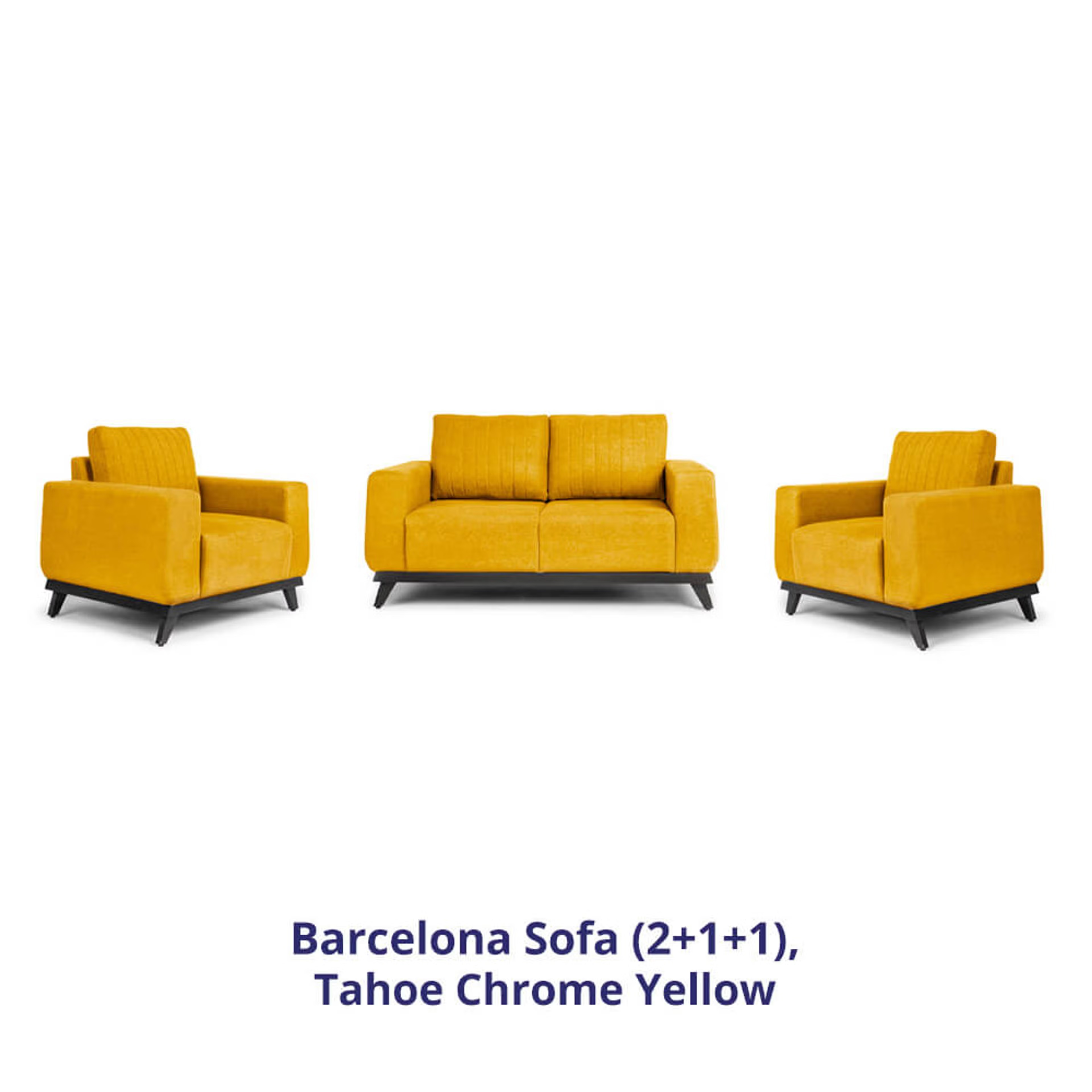 Home 44 Wakefit Barcelona Sofa Set (2+1+1) Regular, Set (2+1+1), Chrome Yellow
