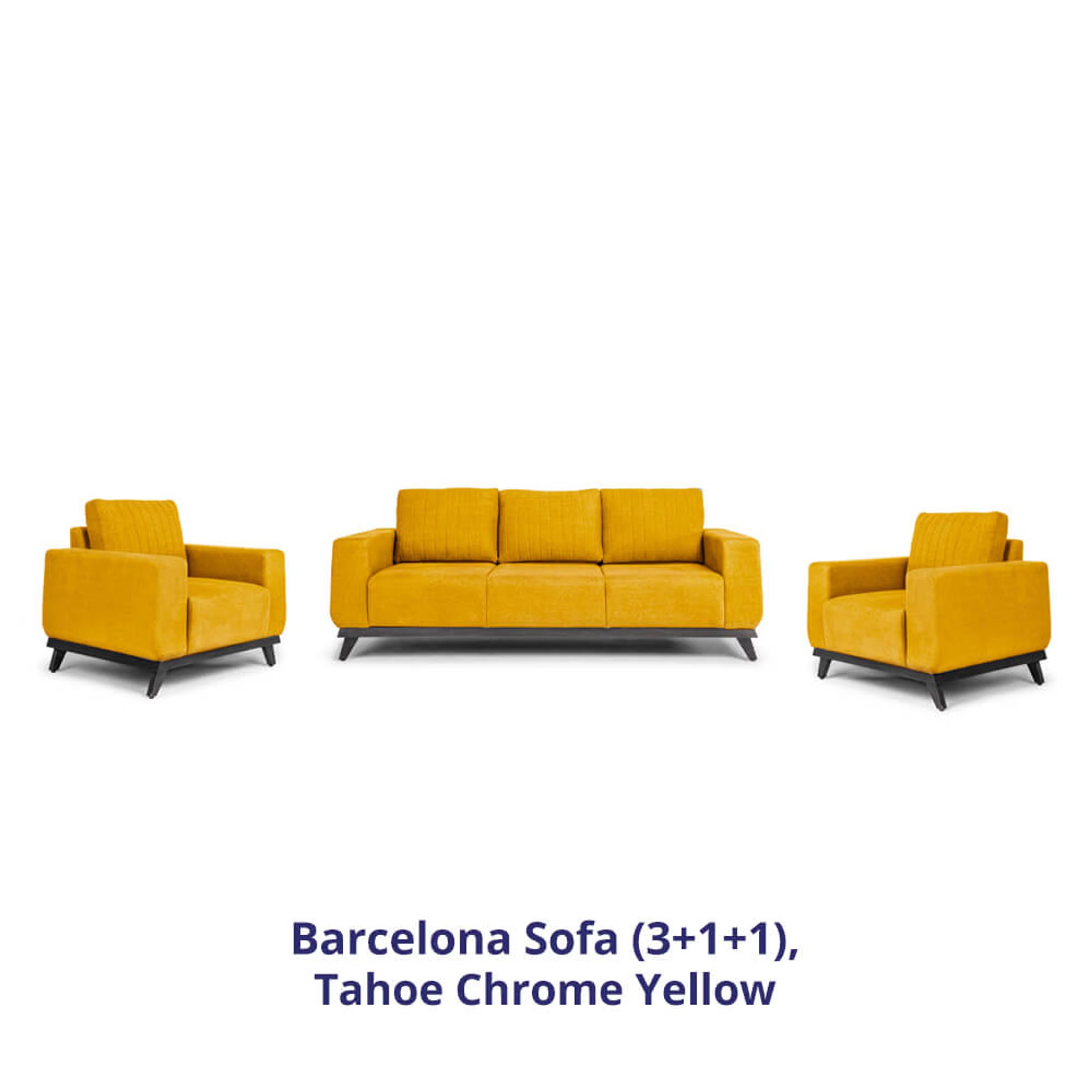 Home 39 Wakefit Barcelona Sofa Set (3+1+1) Regular, Set (3+1+1), Chrome Yellow