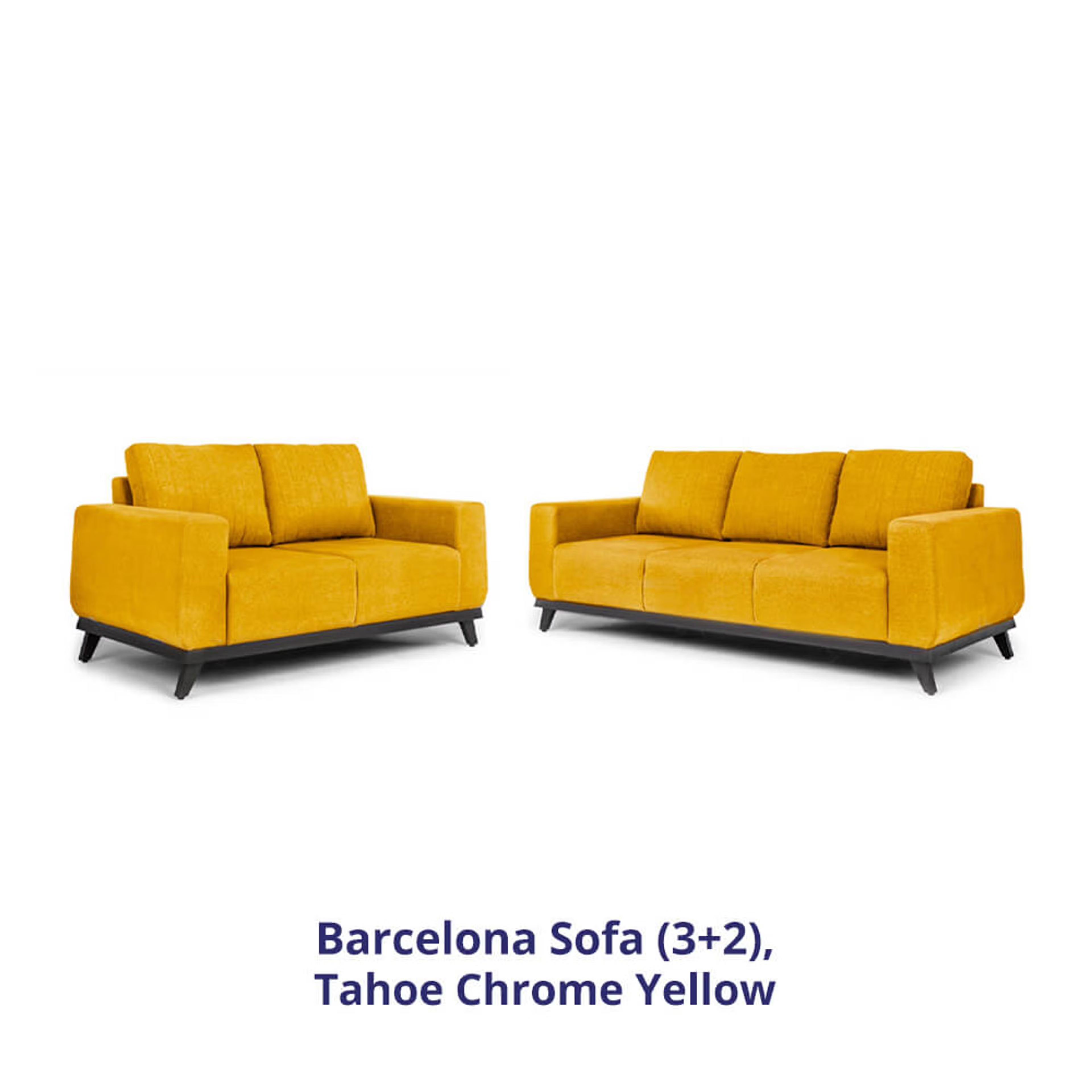 Wakefit Barcelona Sofa Set (3+2) Regular, Set (3+2), Chrome Yellow
