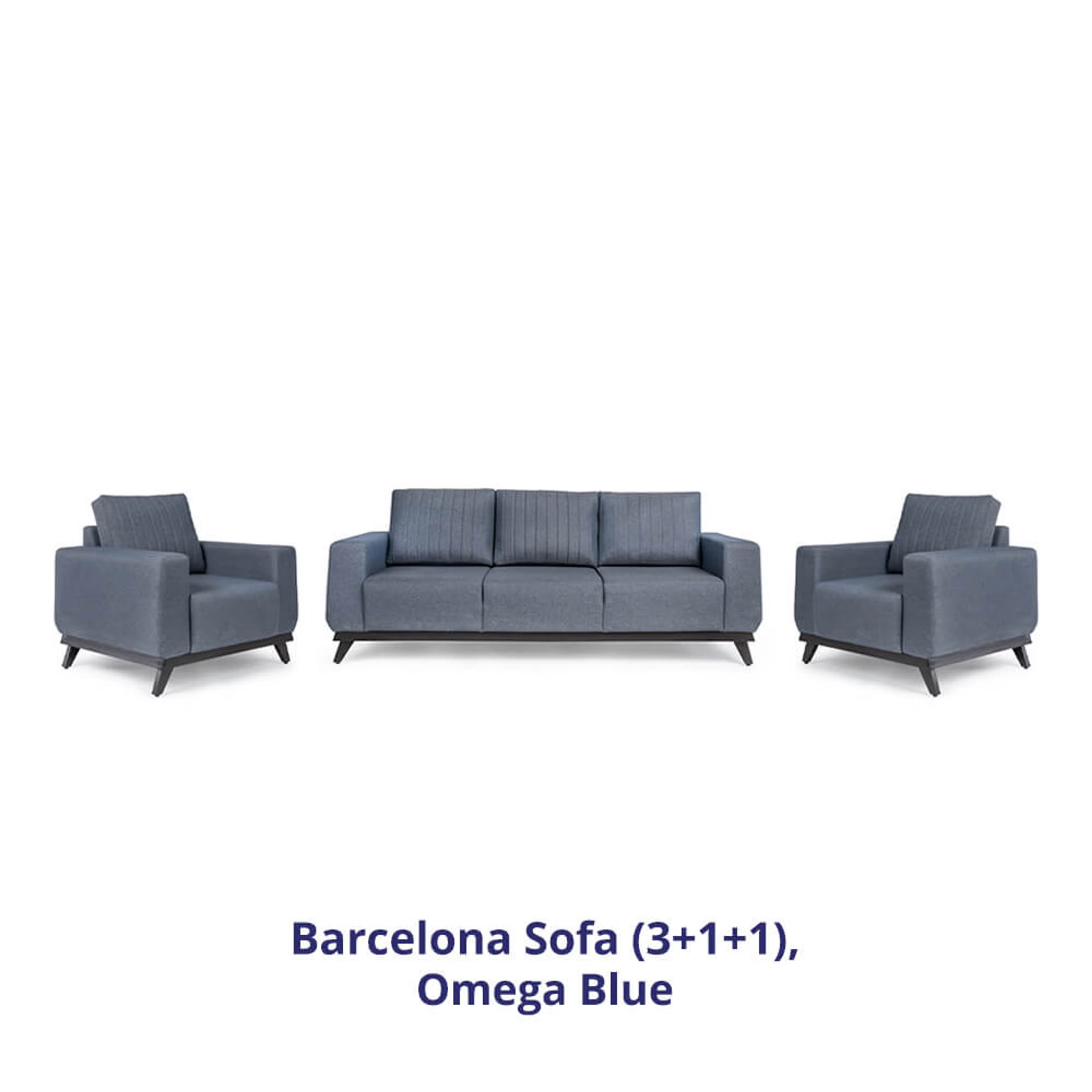 Wakefit Barcelona Sofa Set (3+1+1) Regular, Set (3+1+1), Omega Blue