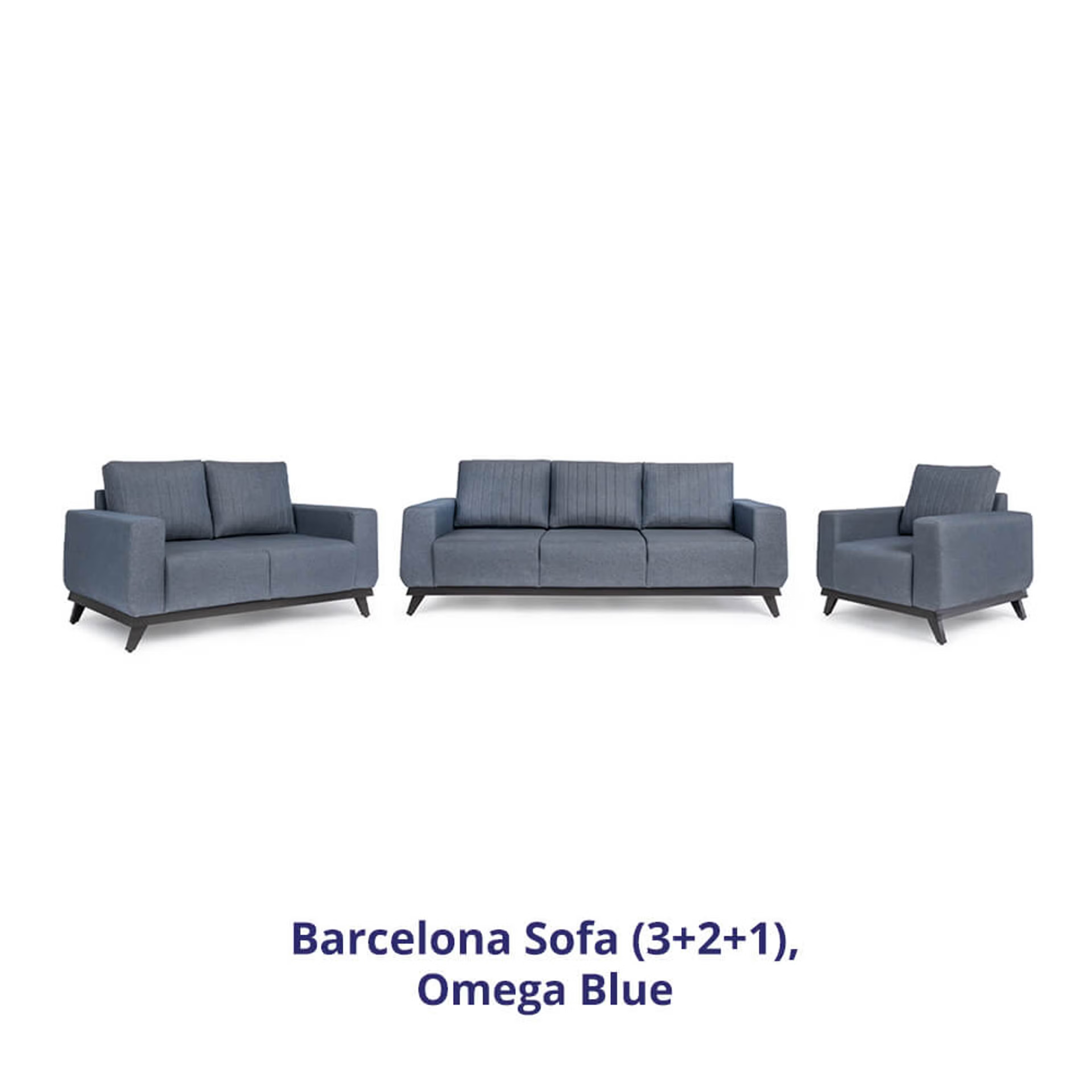 Wakefit Barcelona Sofa Set (3+2+1) Regular, Set (3+2+1), Omega Blue
