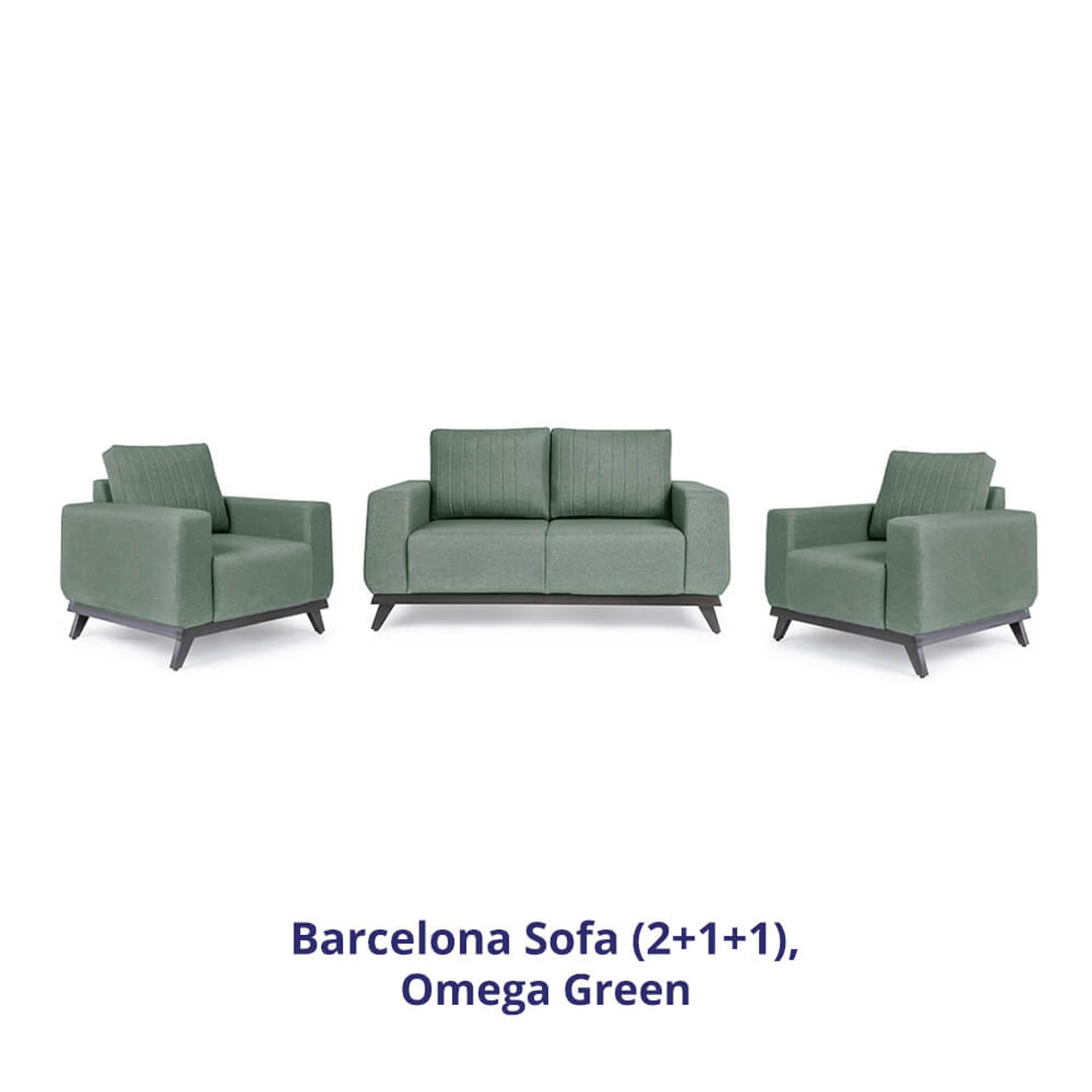 Home 36 Wakefit Barcelona Sofa Set (2+1+1) Regular, Set (2+1+1), Omega Green