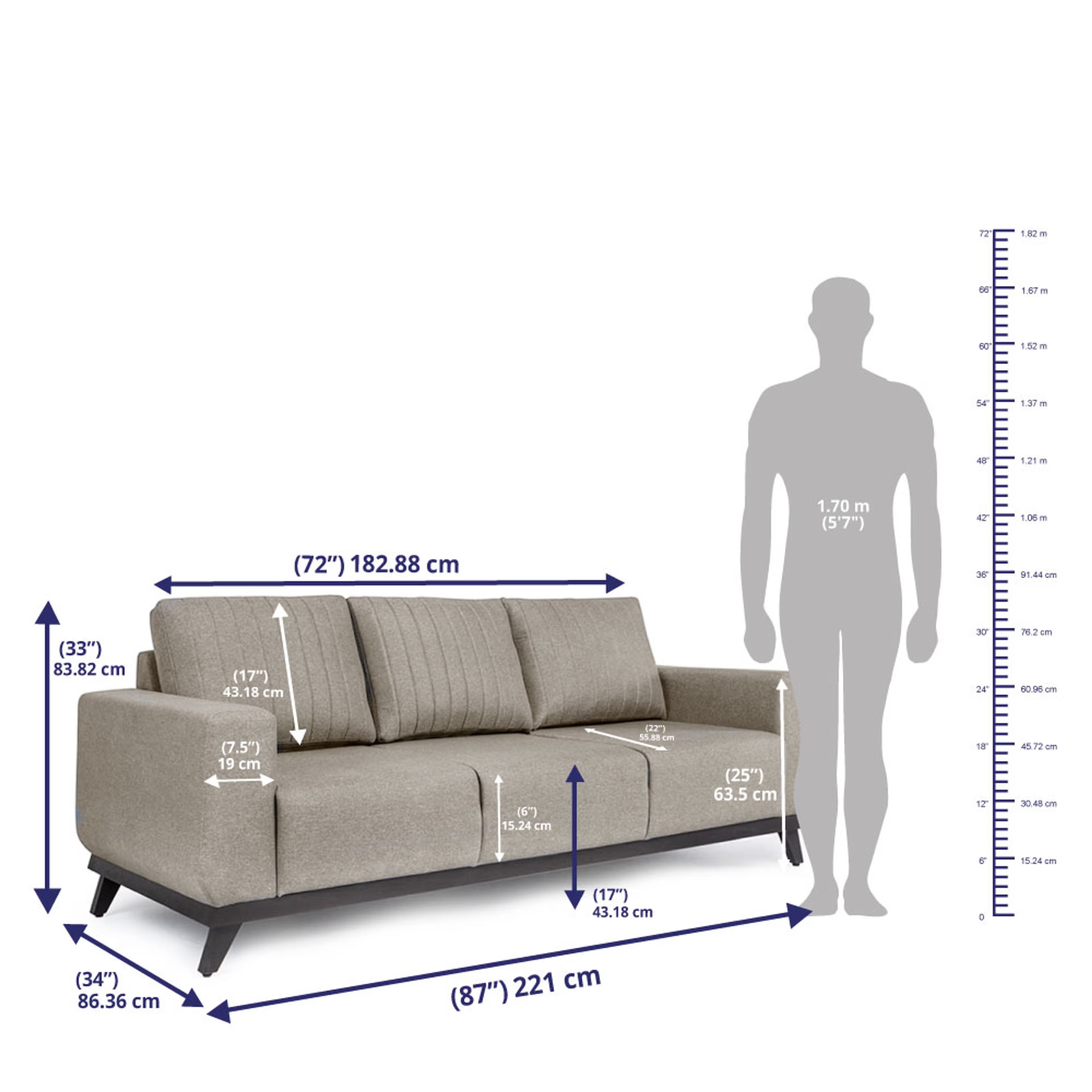 Wakefit Barcelona Sofa Set (3+2) Regular, Set (3+2), Omega Pearl 5 Wakefit Barcelona Sofa Set (3+2) Regular, Set (3+2), Omega Pearl