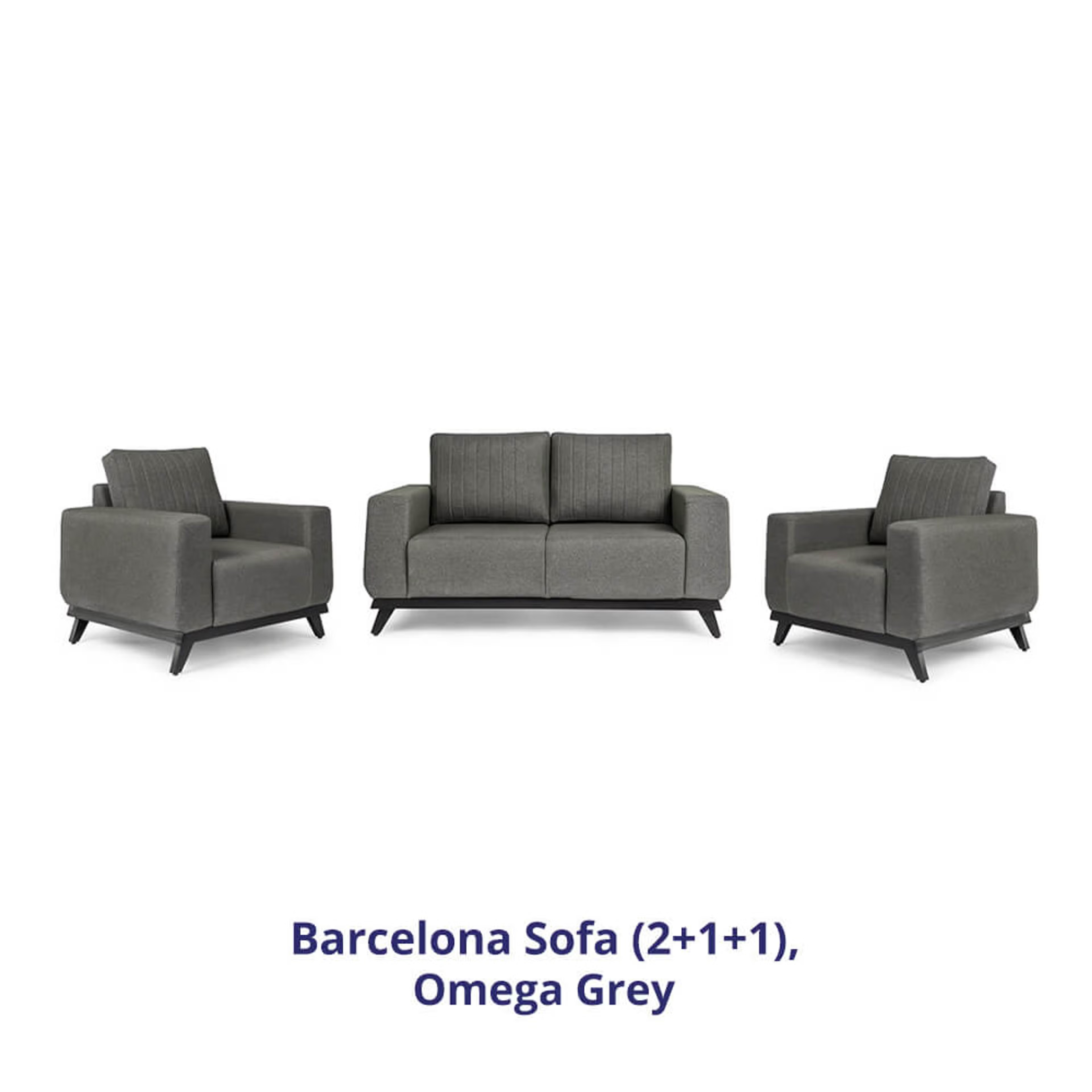 Wakefit Barcelona Sofa Set (2+1+1) Regular, Set (2+1+1), Omega Grey