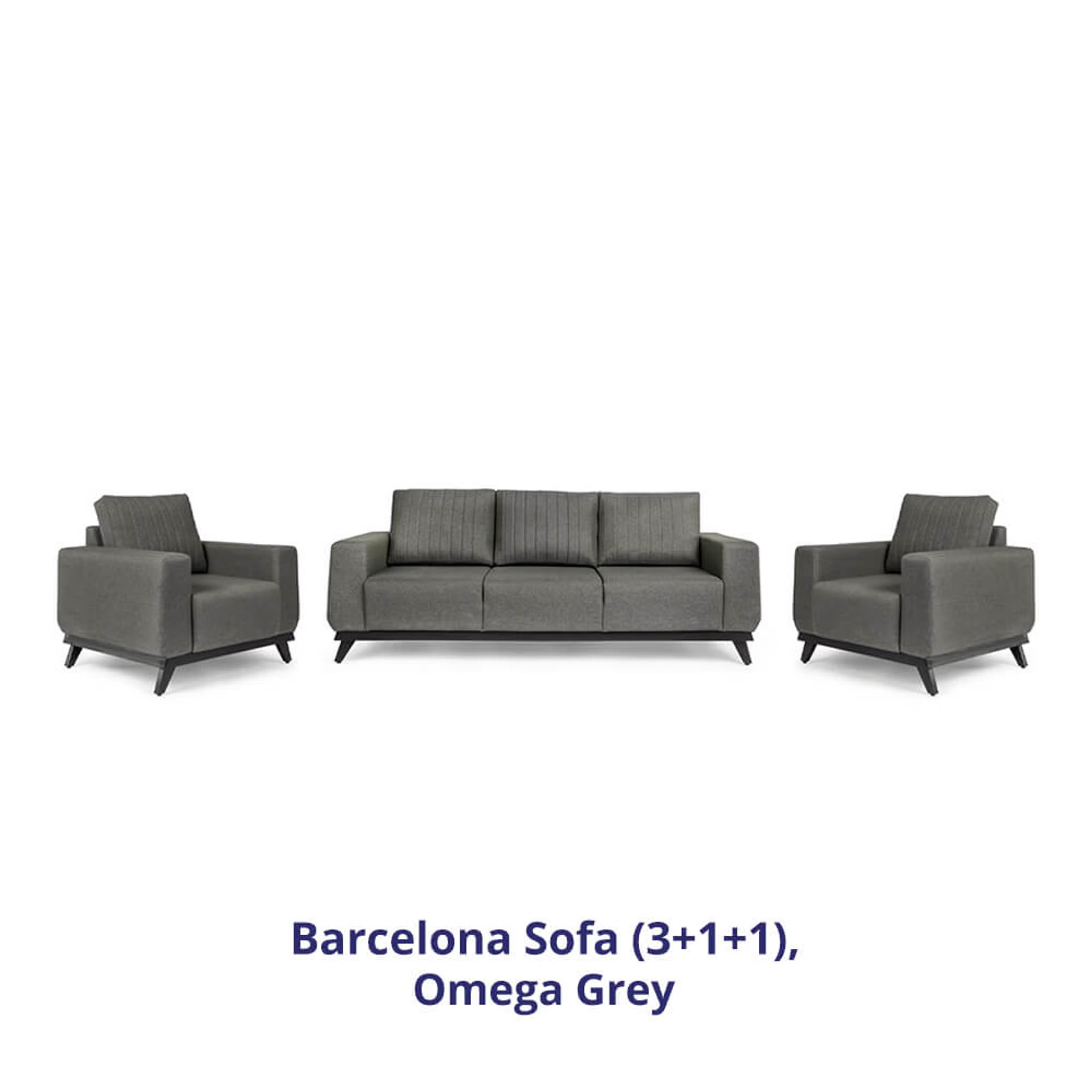 Wakefit Barcelona Sofa Set (3+1+1) Regular, Set (3+1+1), Omega Grey