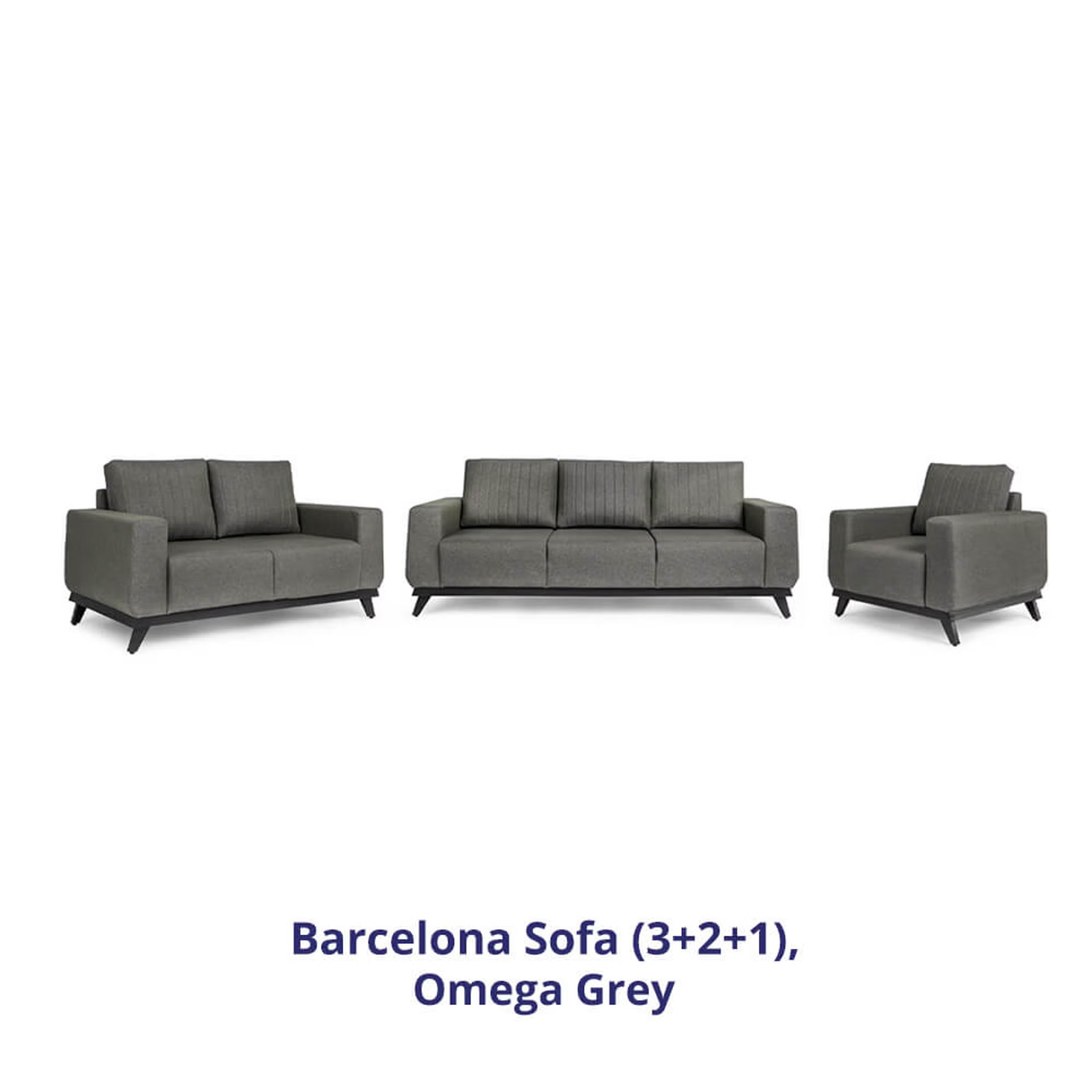 Wakefit Barcelona Sofa Set (3+2+1) Regular, Set (3+2+1), Omega Grey