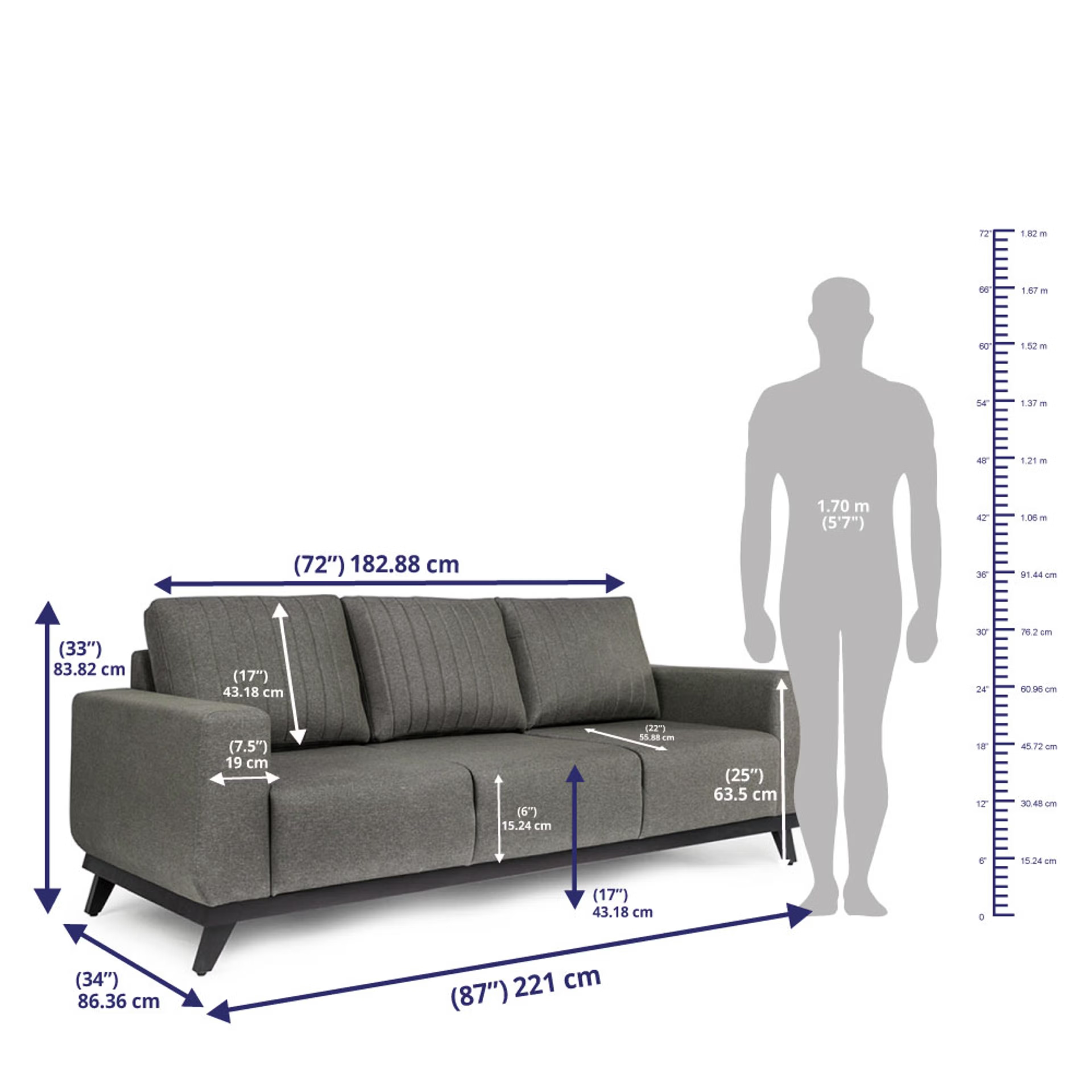 Wakefit Barcelona Sofa Set (3+2+1) Regular, Set (3+2+1), Omega Grey 6 Wakefit Barcelona Sofa Set (3+2+1) Regular, Set (3+2+1), Omega Grey