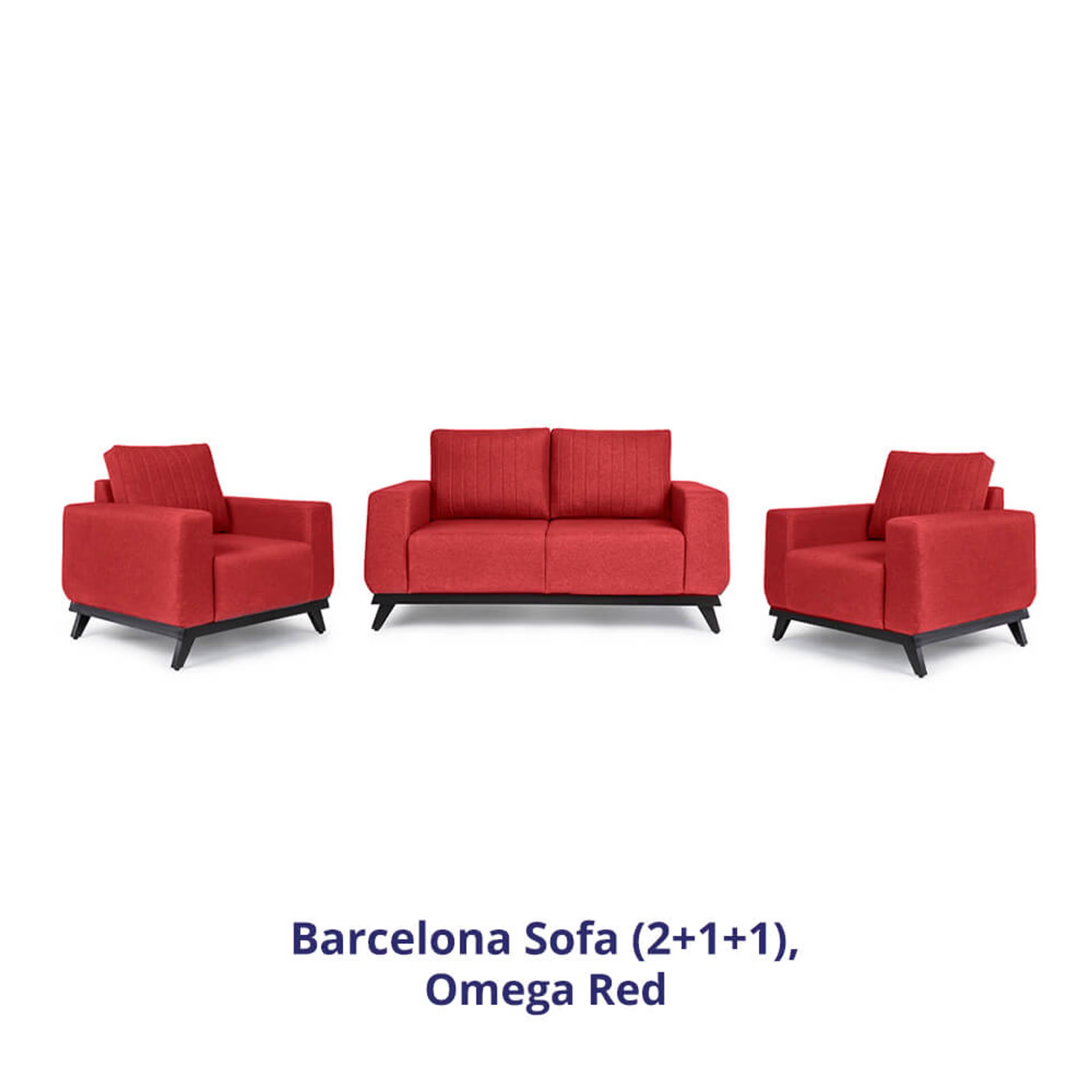 Wakefit Barcelona Sofa Set (2+1+1) Regular, Set (2+1+1), Omega Red