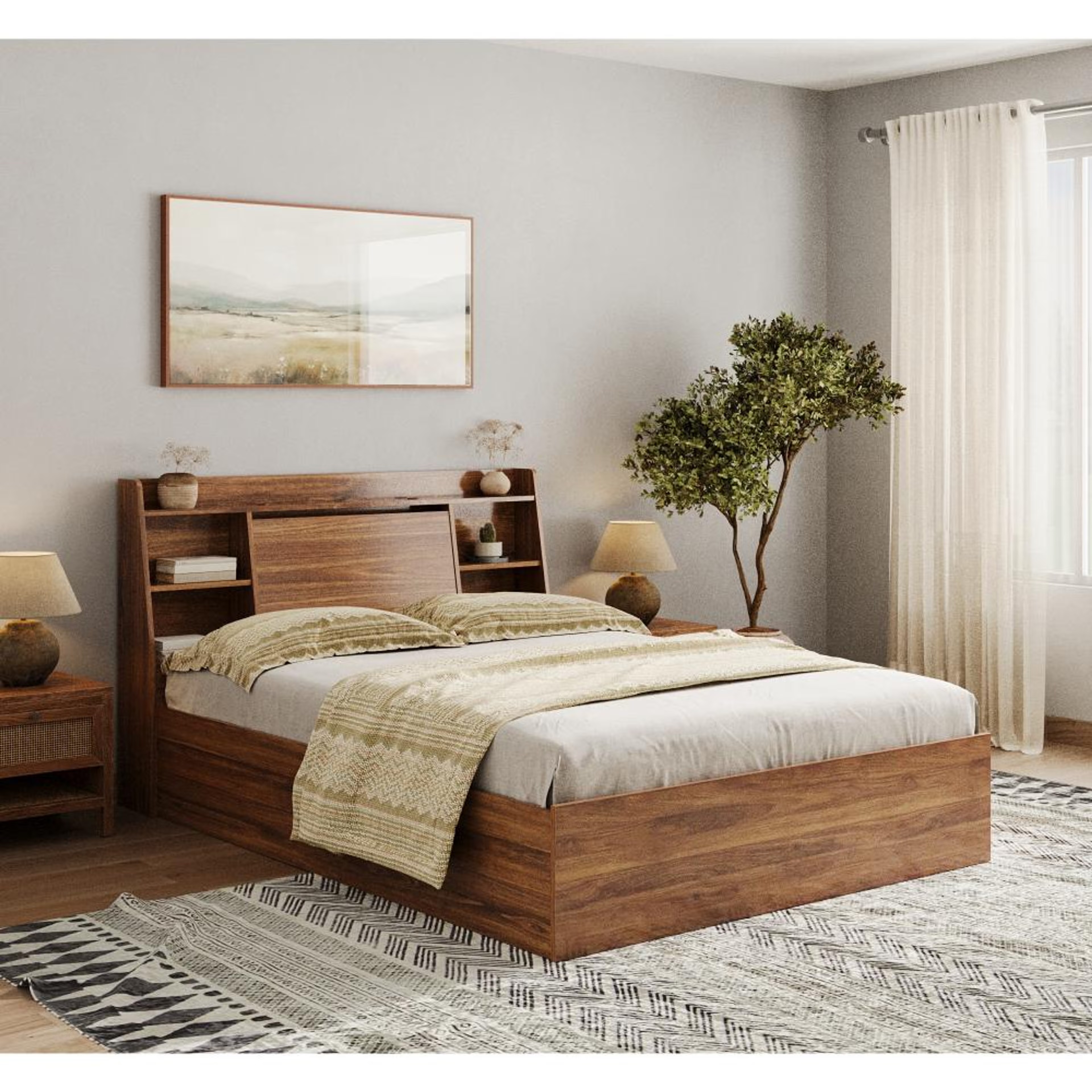 Home 32 Wakefit Venus Engineered Wood Bed with Storage Queen - 78" x 60\