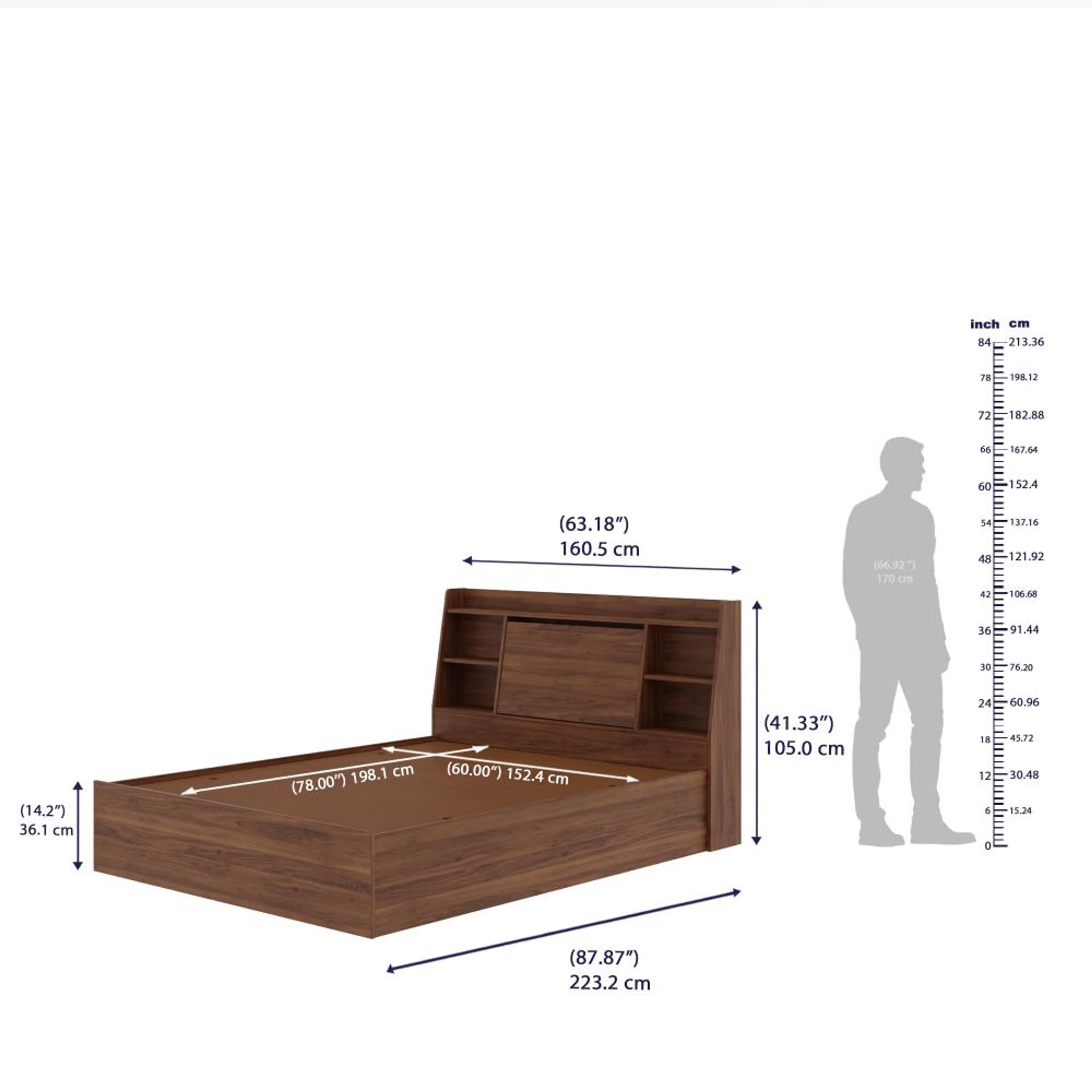 Home 33 Wakefit Venus Engineered Wood Bed with Storage Queen - 78" x 60\
