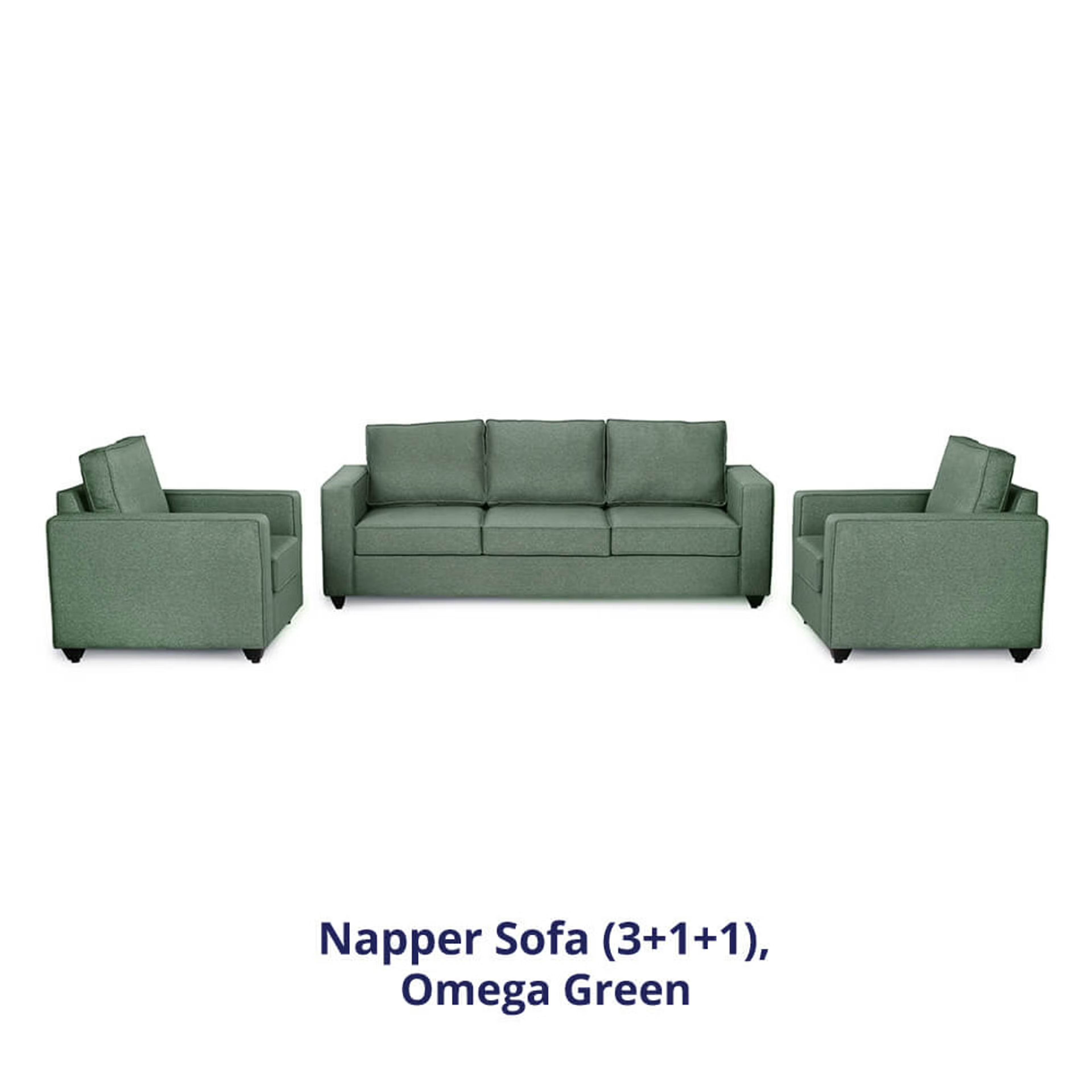 Wakefit Napper Sofa Set (3+1+1) Regular, Without Storage, 3+1+1, Omega Green