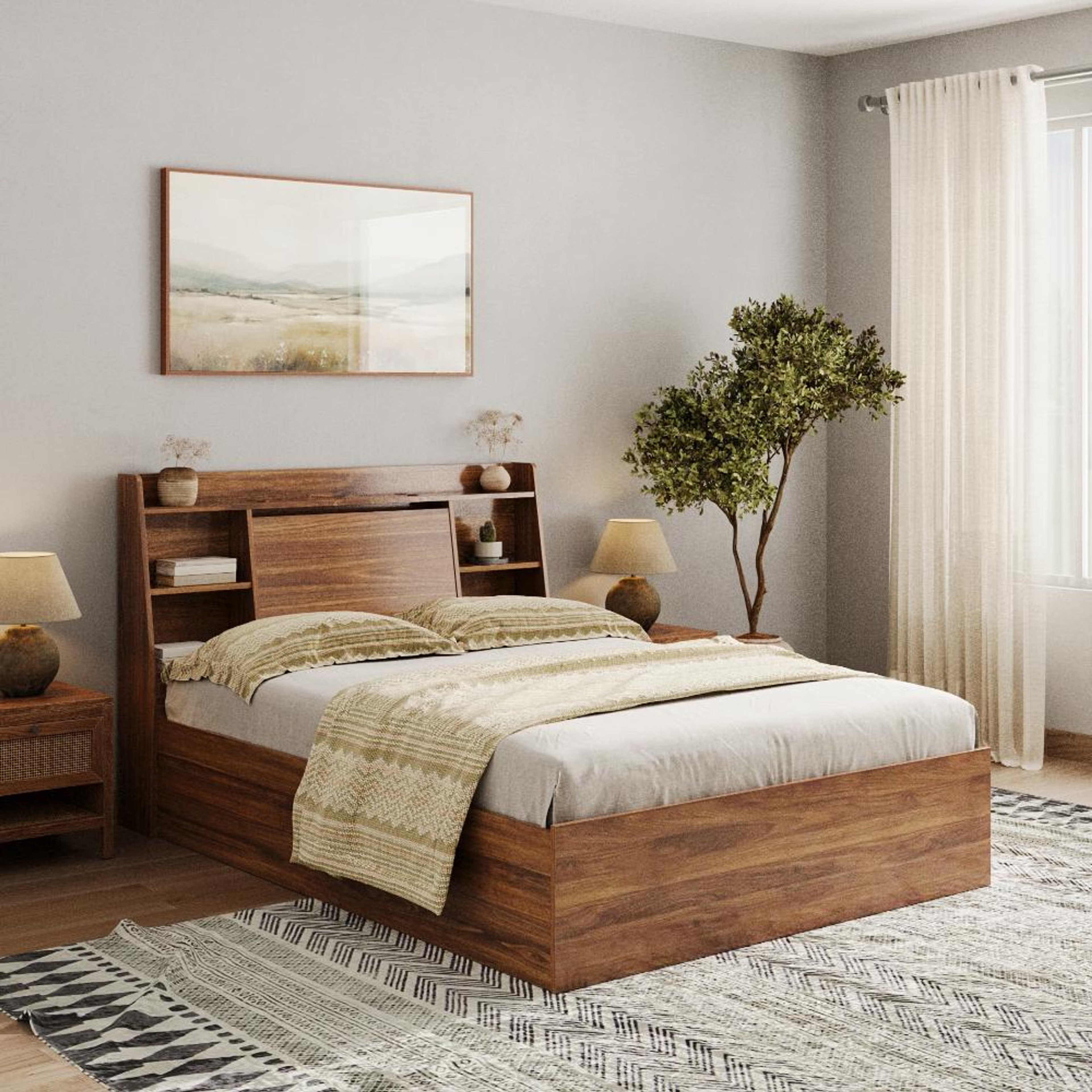 Wakefit Venus Queen Storage Engineered Wood Bed with Hydraulic mechanism Queen - 78" x 60\