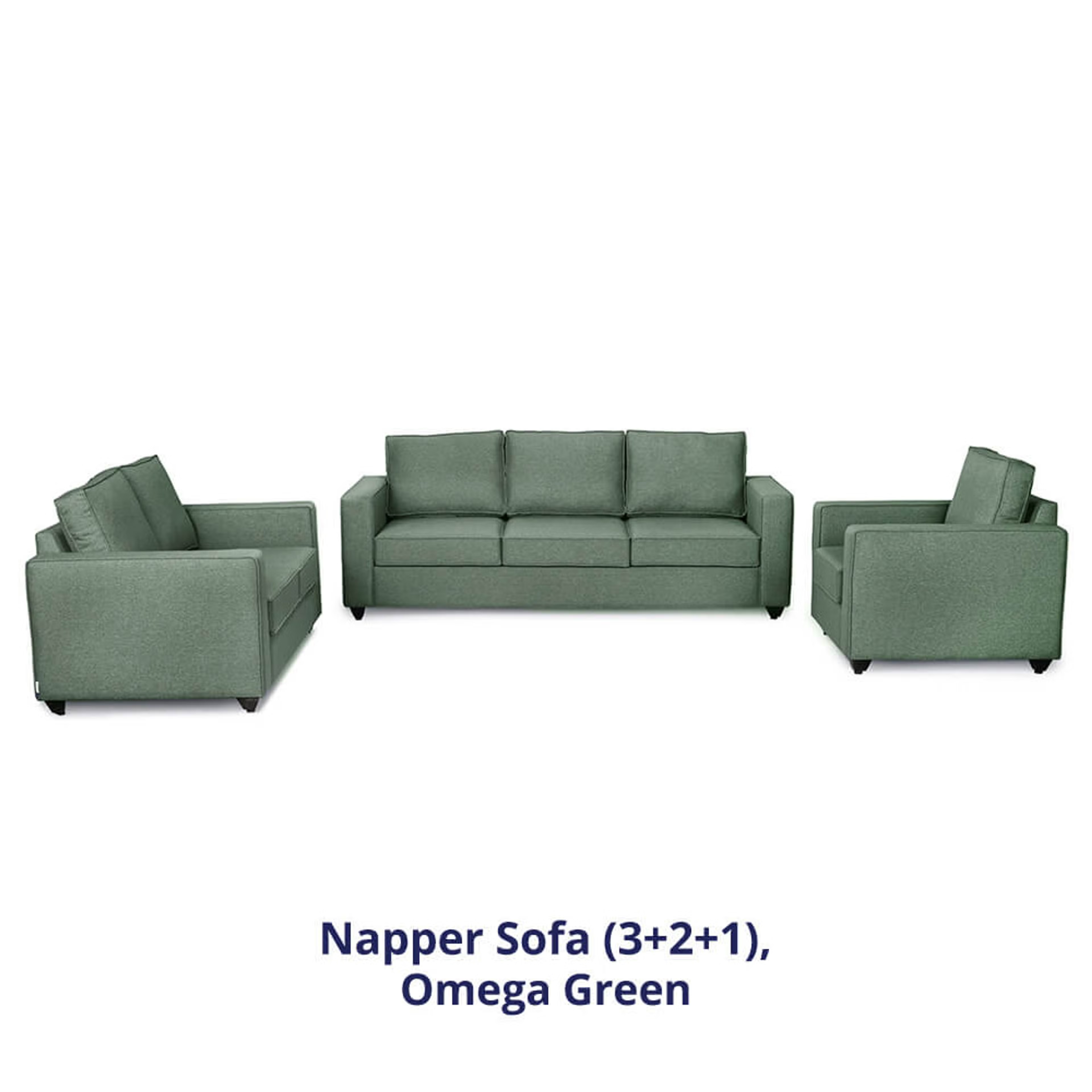 Home 39 Wakefit Napper Sofa Set (3+2+1) Regular, Without Storage, 3+2+1, Omega Green