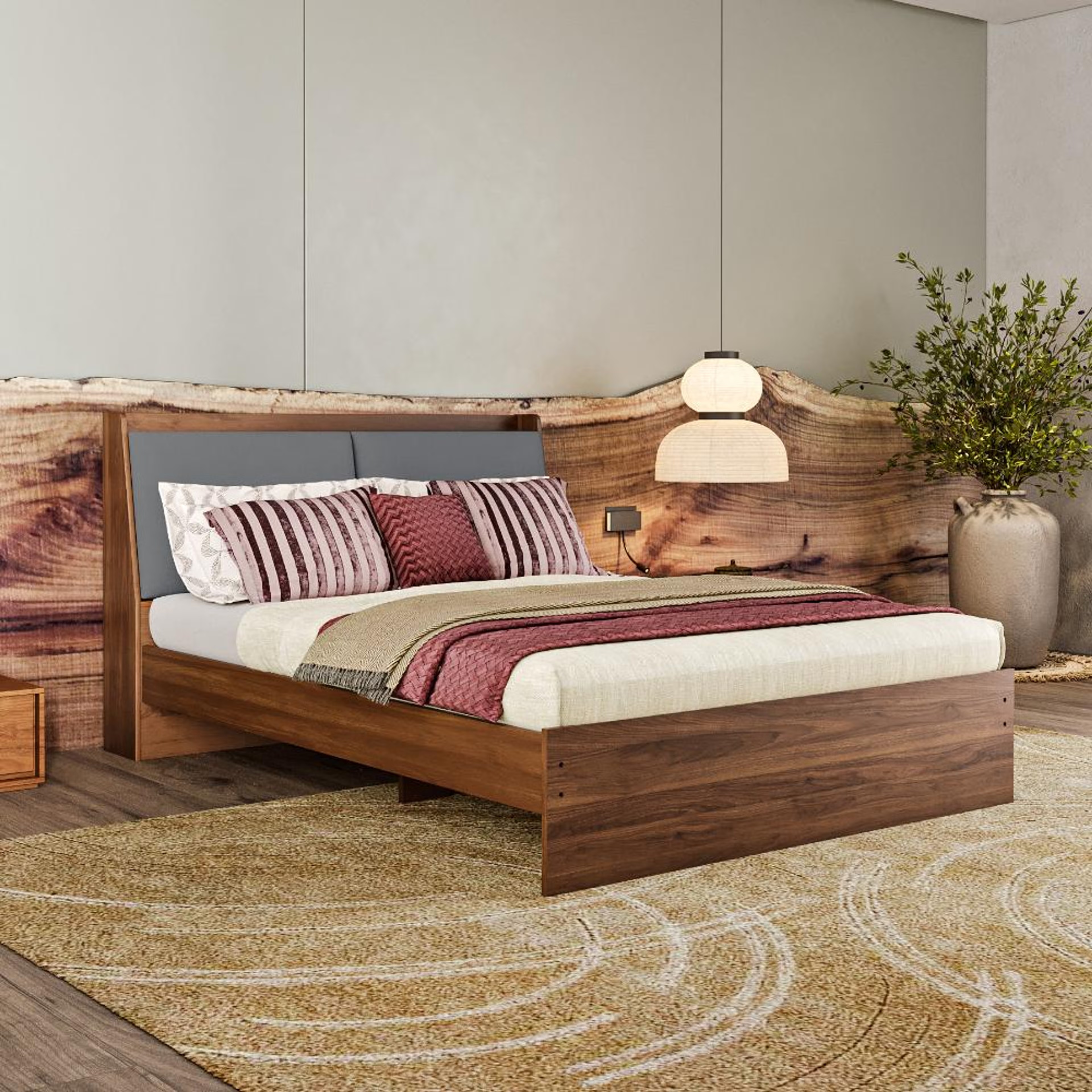 Home 28 Wakefit Mars Queen Non Storage Bed Omega Grey Queen - 78" x 60\