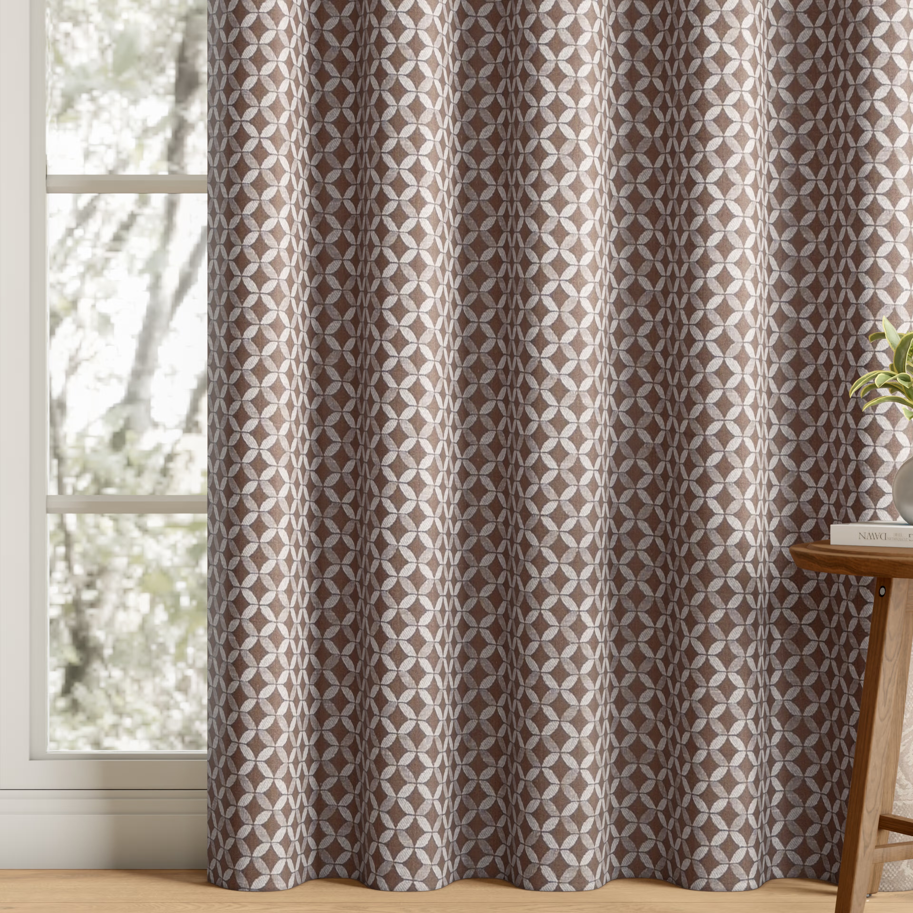 Home 28 Jacquard Room Darkening Curtain | Light Blocking Upto 70% | (7 x 4 ft) | Door Curtain | Set of 1 | Reduces Noise | Machine Washable | Victoria Brown Door (7 Feet), Set of 1, Victoria - Brown