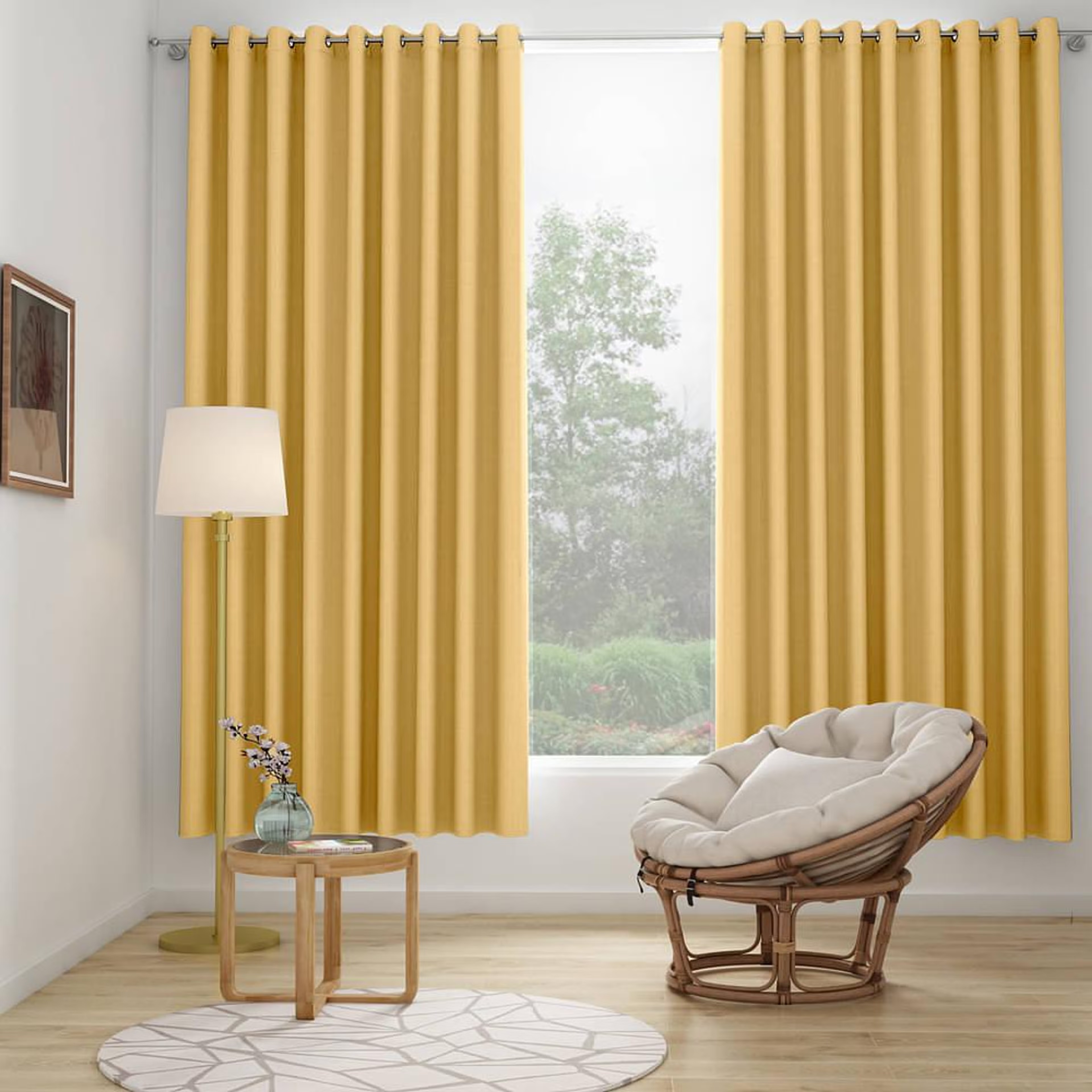 Home 28 Solid Blackout Curtain | Window Curtains 5 Feet Long | Blocks Upto 80% of Light | Reduces Noise | Set of 1 | Bishop Yellow Window (5 Feet), Set of 1, Bishop - Yellow