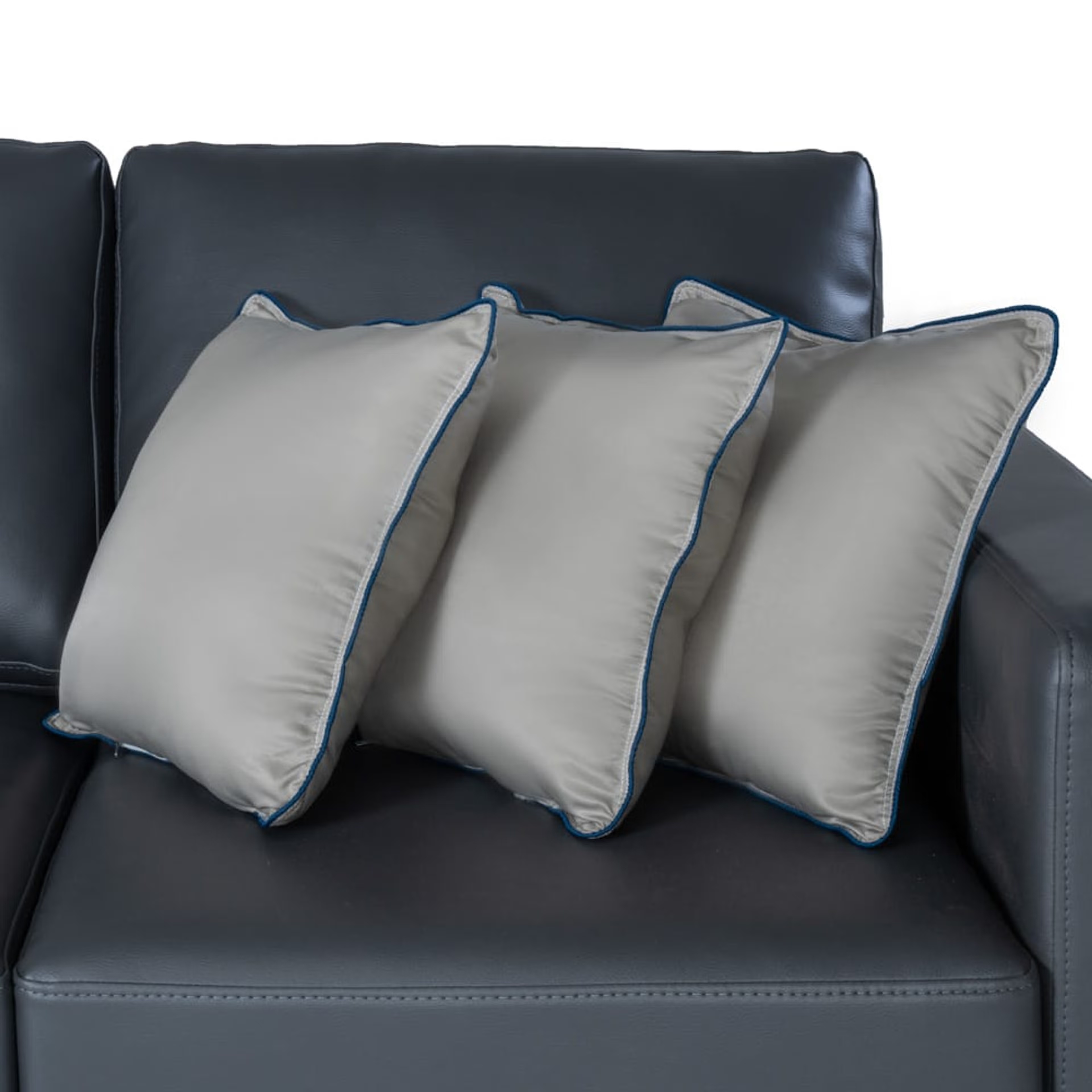 Cushion | Pack of 3 | 24x24 Inch| Hollow Fiber Filling | Use With or Without Cover | For Sofa & Bed | Gentle Machine Wash | Grey 24"x24\