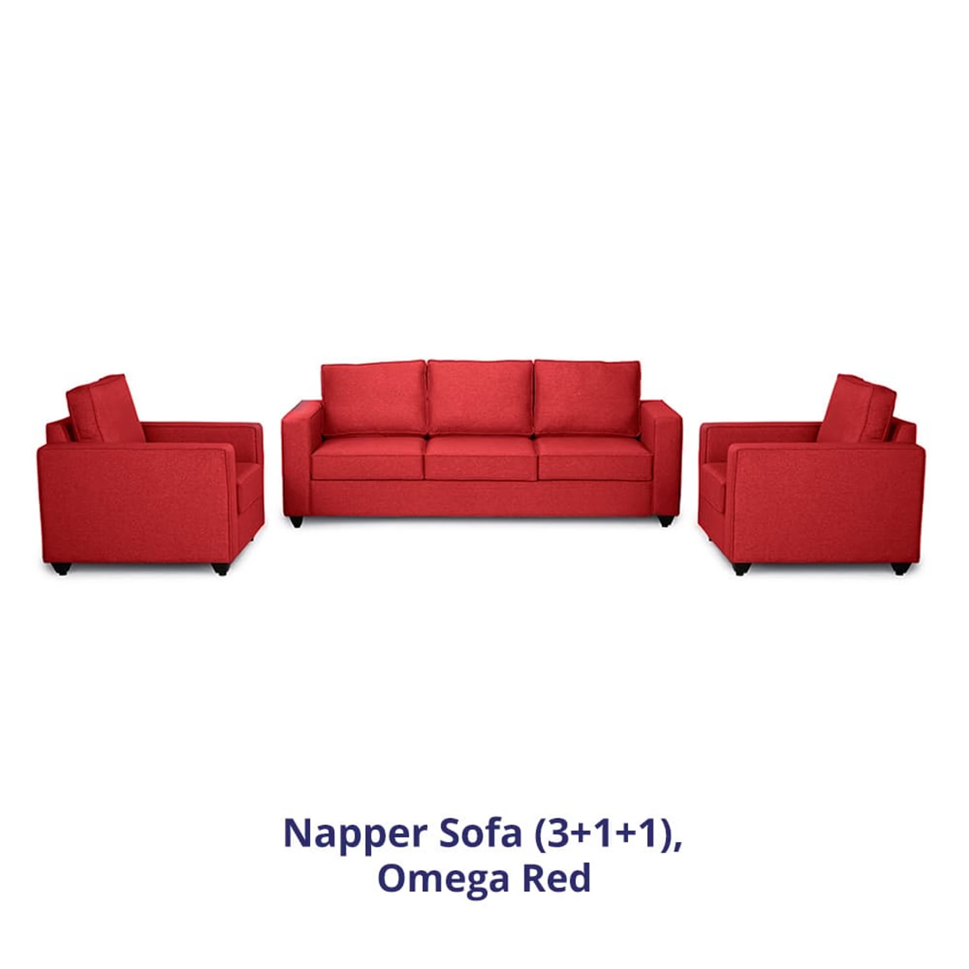 Wakefit Napper Sofa Set (3+1+1) Regular, Without Storage, 3+1+1, Omega Red