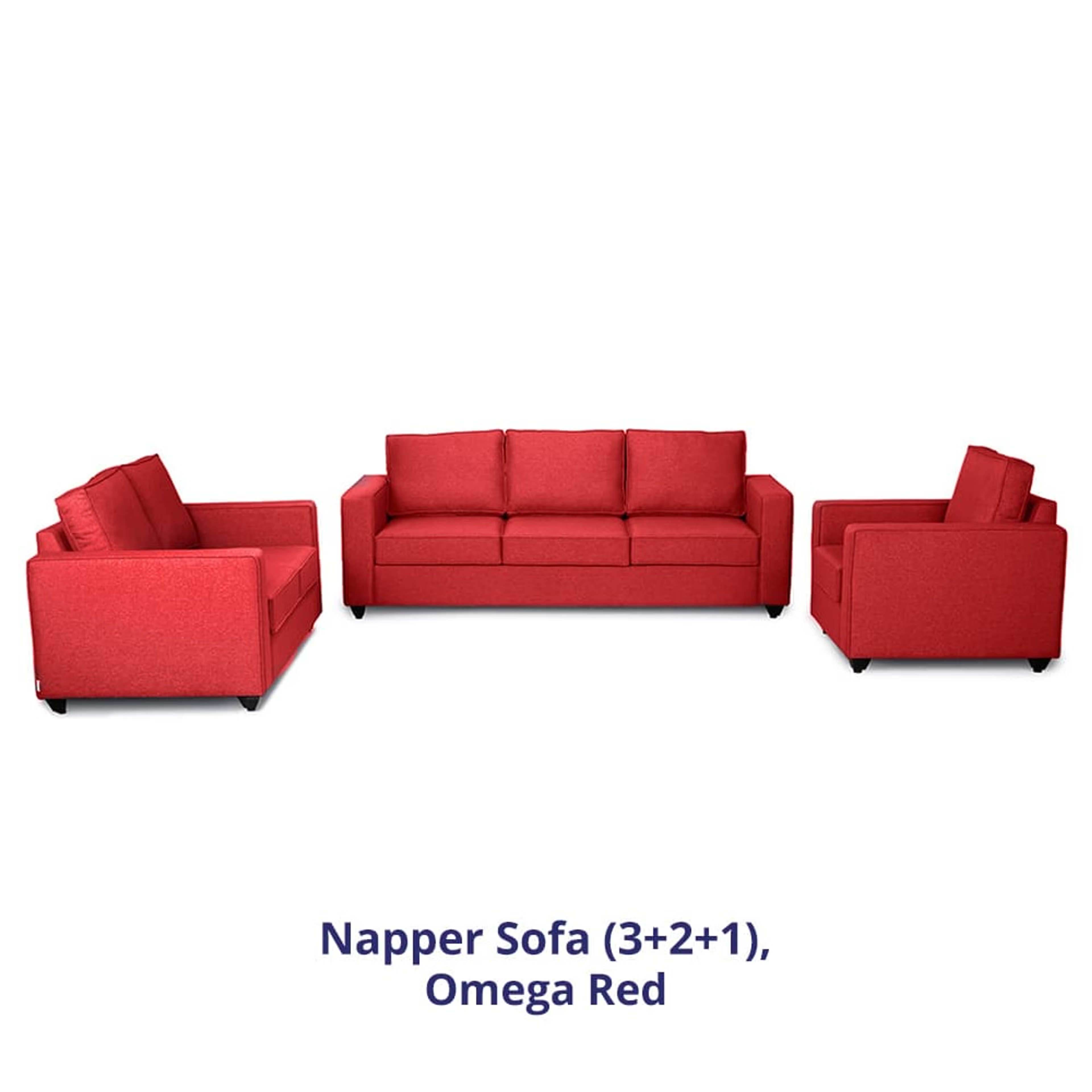Home 39 Wakefit Napper Sofa Set (3+2+1) Regular, Without Storage, 3+2+1, Omega Red