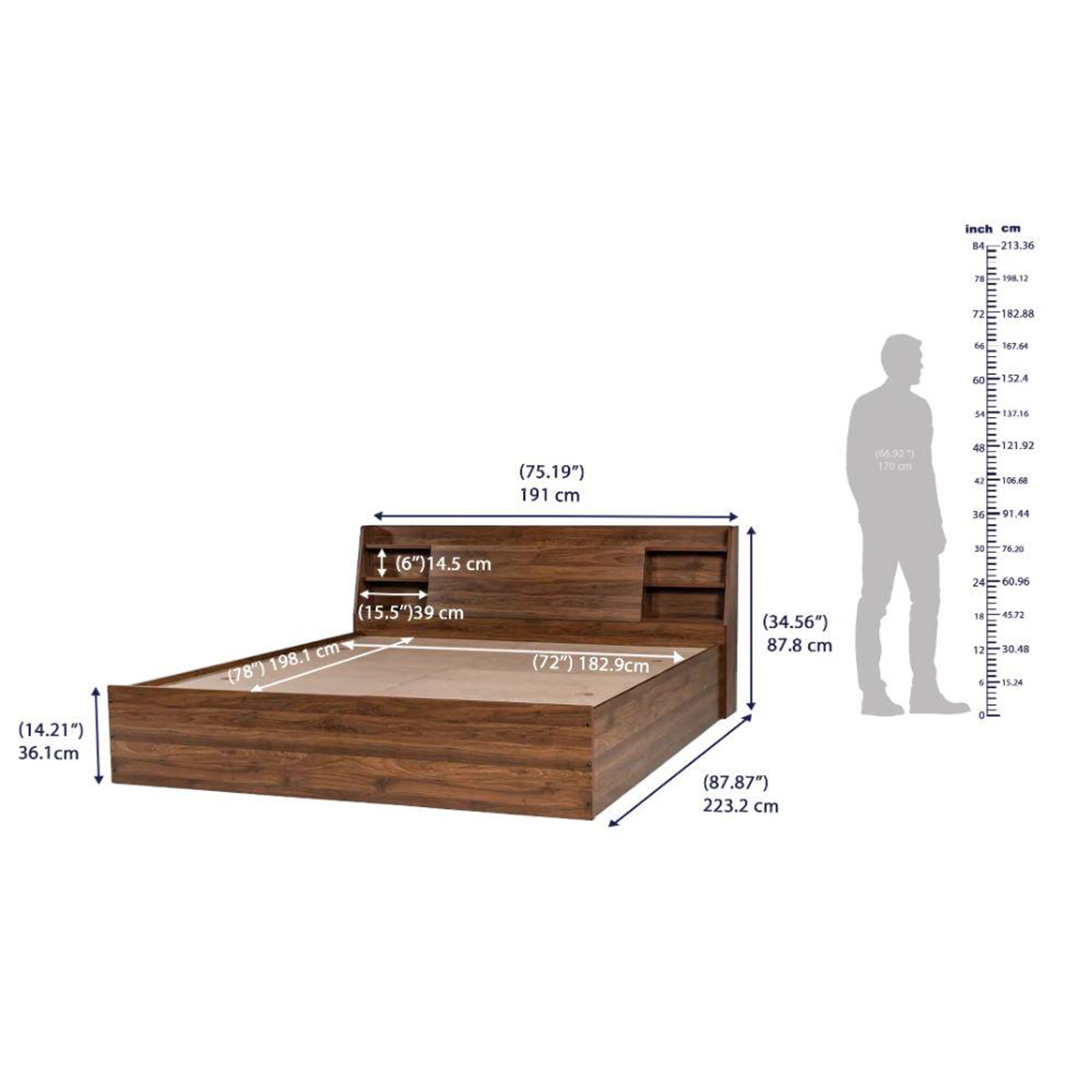 Wakefit Leo Engineered Wood Bed with Storage (78*72inch) / (1.98m*1.83m) King - 78" x 72 11 Wakefit Leo Engineered Wood Bed with Storage (78*72inch) / (1.98m*1.83m) King - 78" x 72\