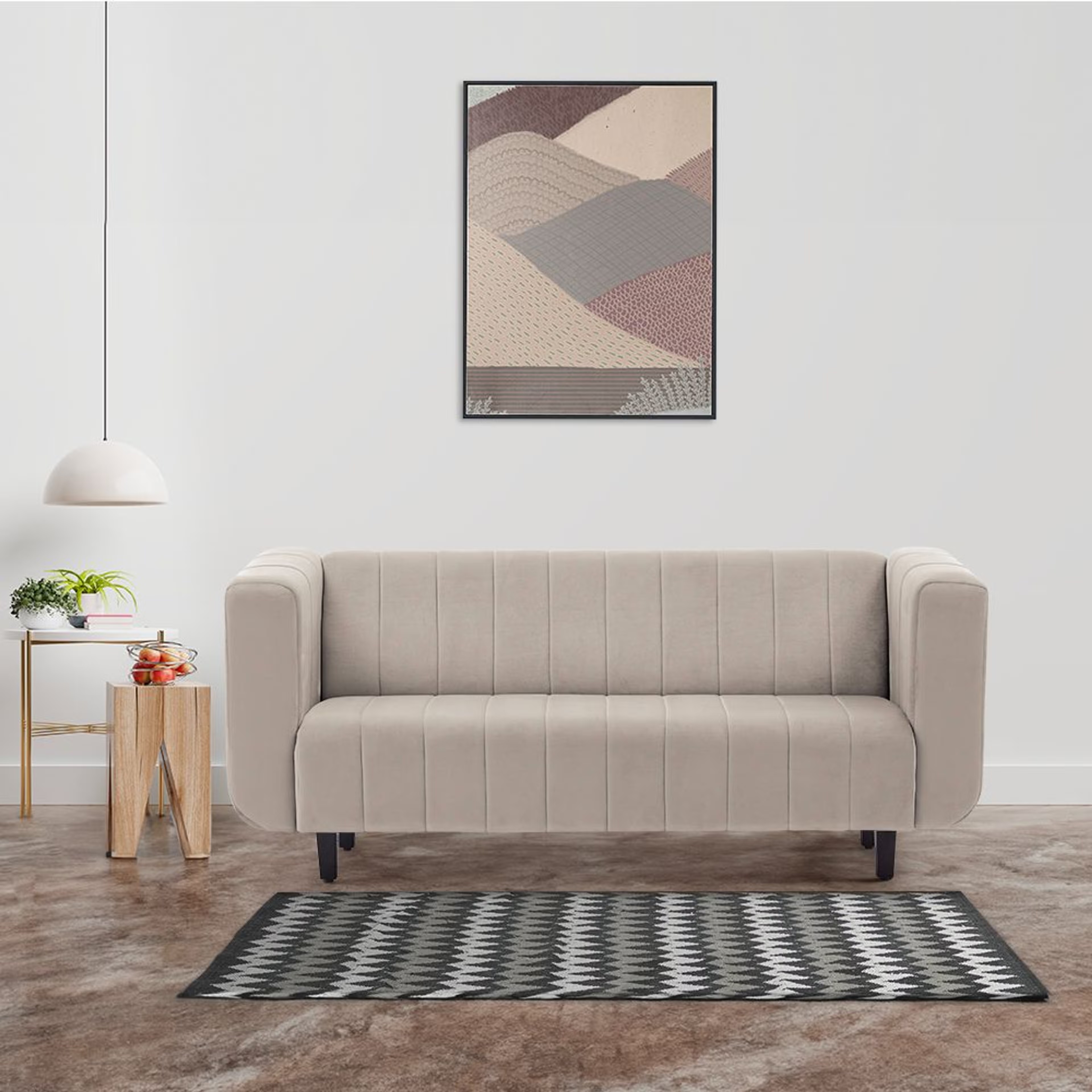 Wakefit Sicily Sofa - Three Seater Regular, Three Seater, Velvet Tuscan Tan