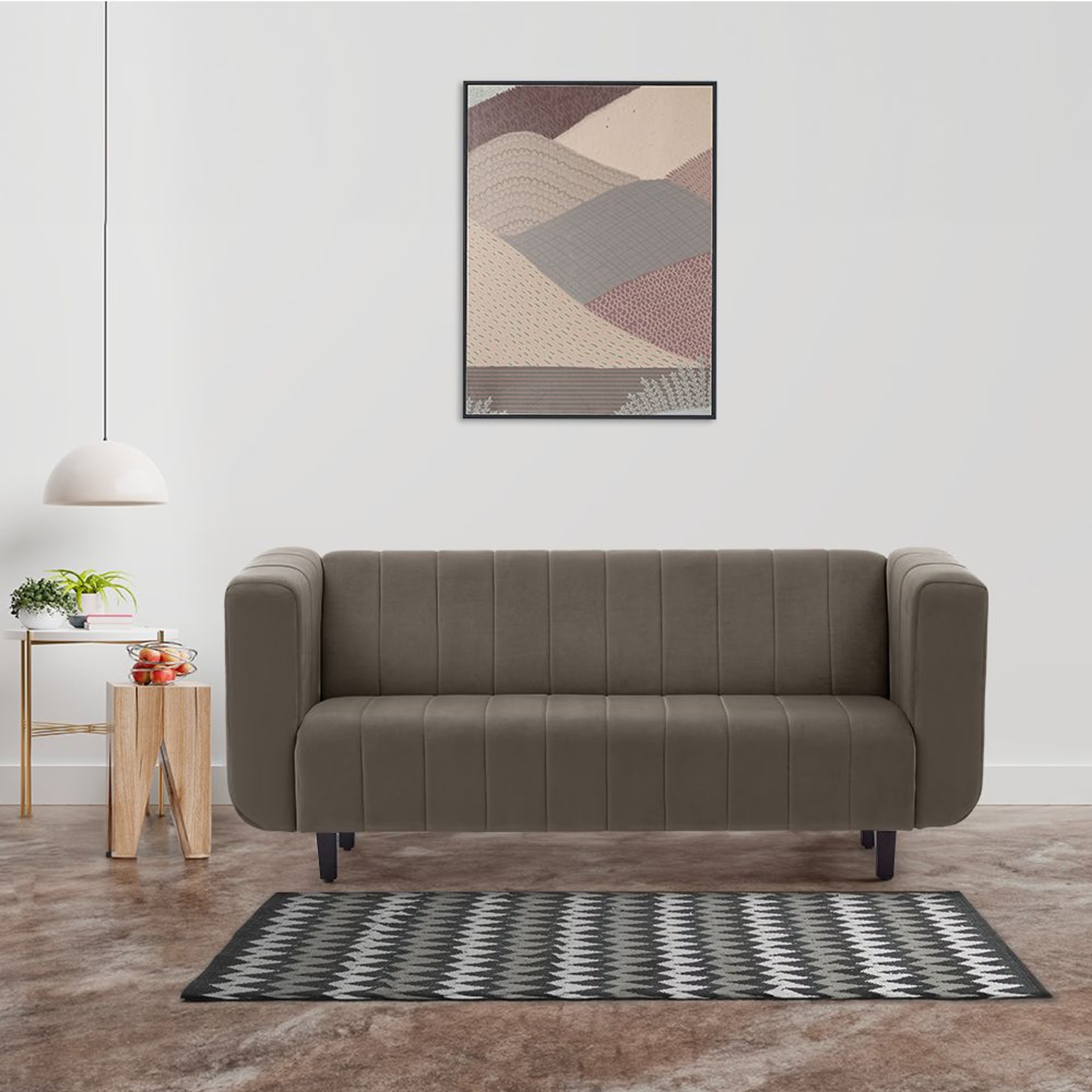 Wakefit Sicily Sofa - Three Seater Regular, Three Seater, Velvet Stone