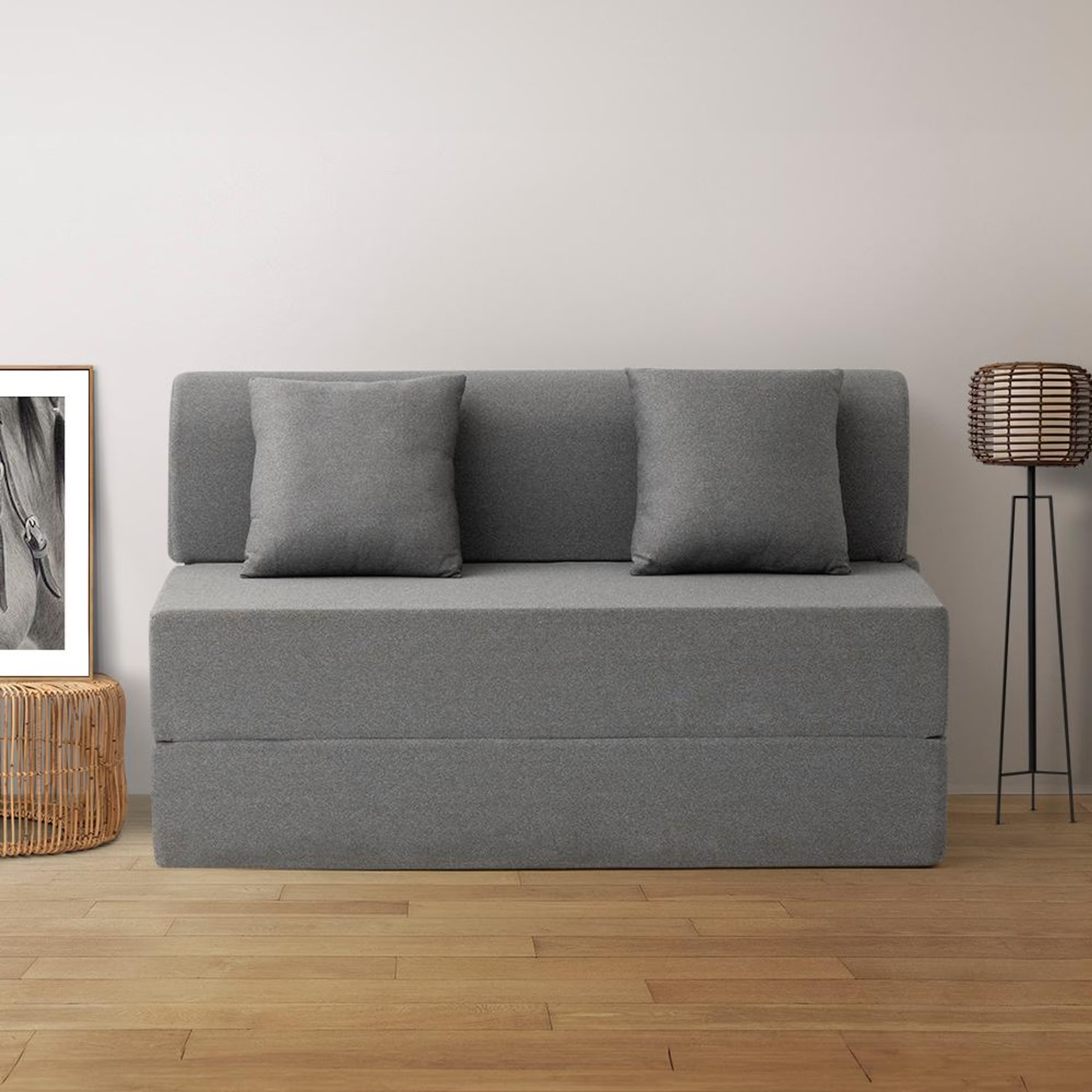 Home 35 Wakefit Flipper Sofa Cum Bed - Two Seater (6'x4') Feet- WarpKnit Grey Regular, 7.5 Thickness, Two Seater, Warpknit Grey