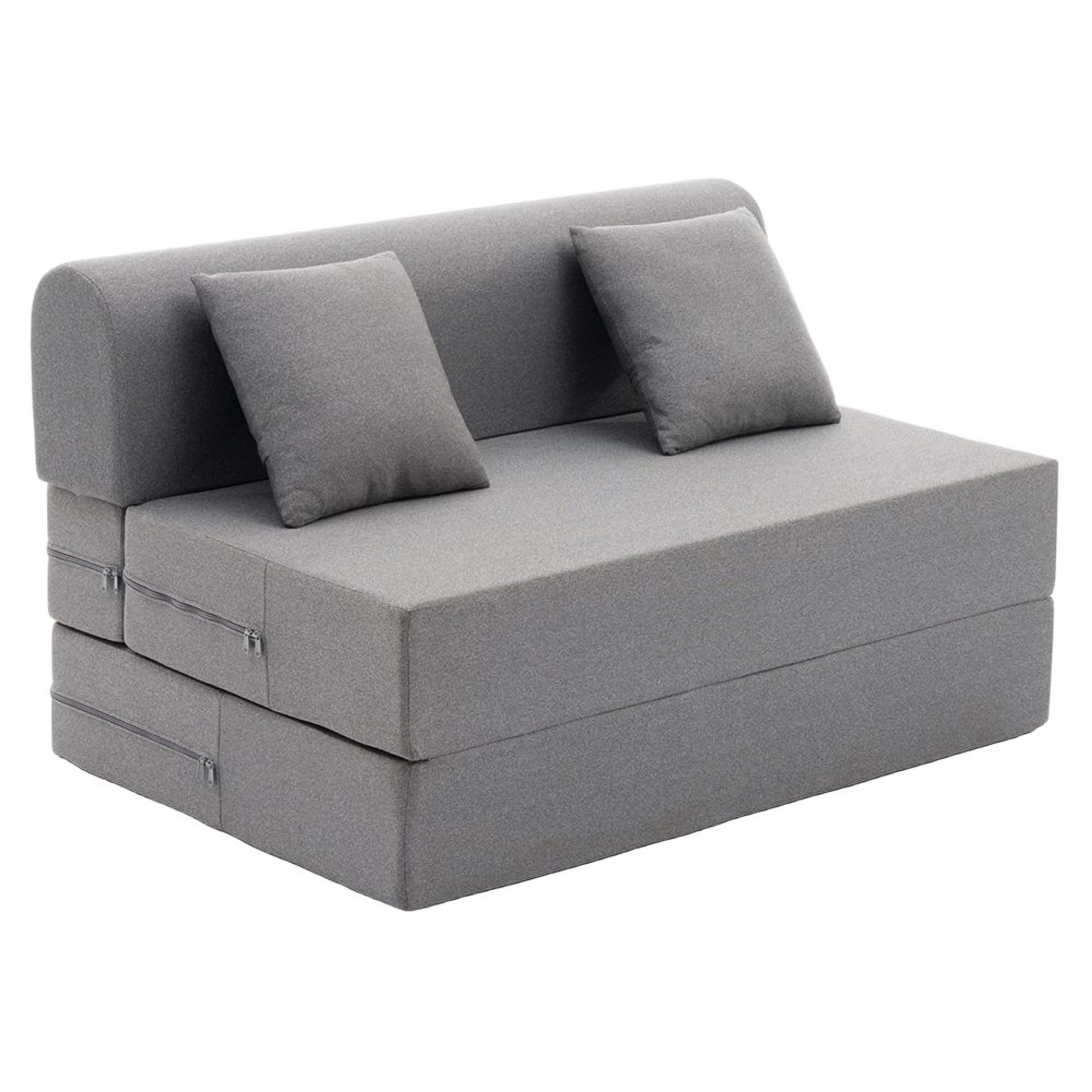 Home 37 Wakefit Flipper Sofa Cum Bed - Two Seater (6'x4') Feet- WarpKnit Grey Regular, 7.5 Thickness, Two Seater, Warpknit Grey