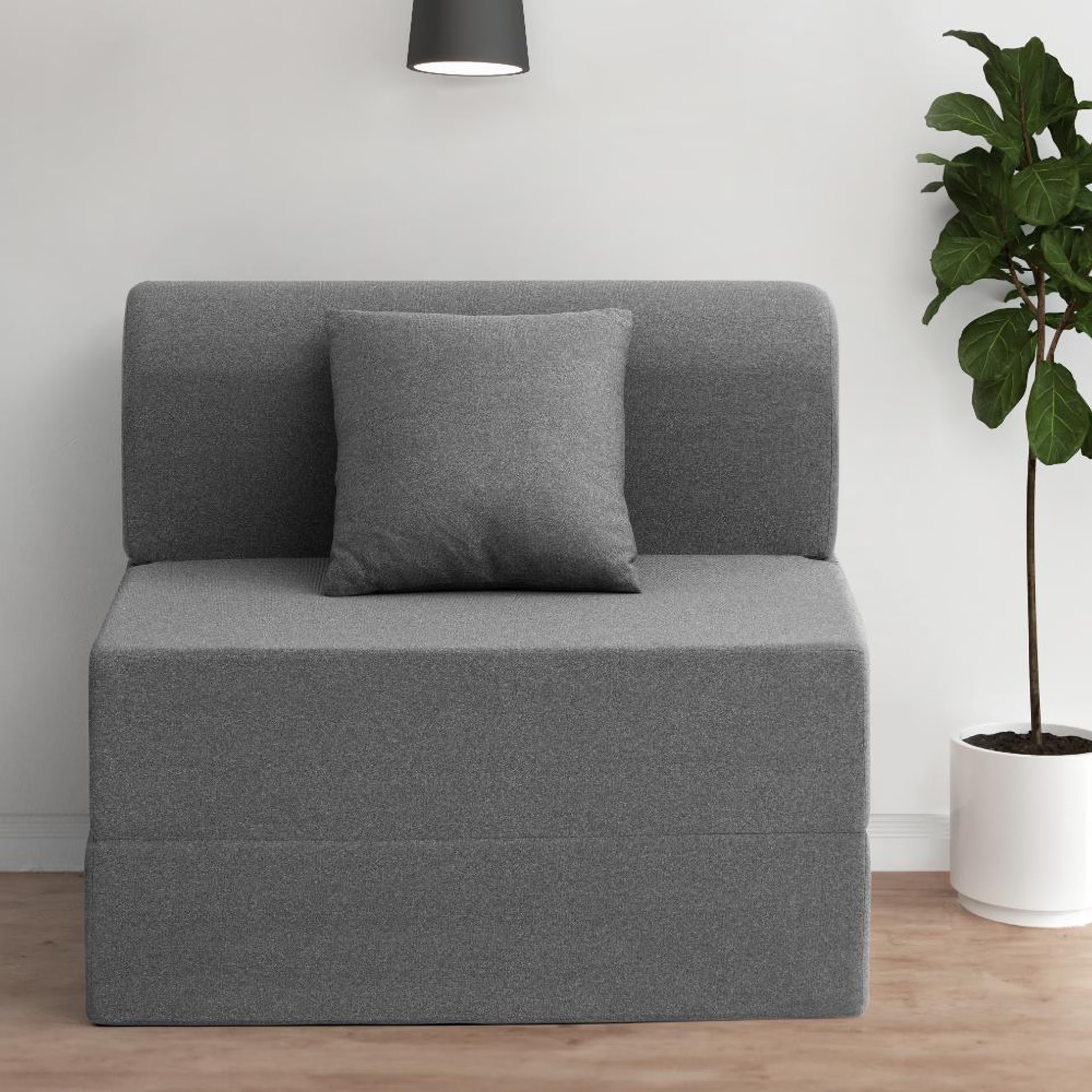 Wakefit Flipper Sofa Cum Bed - One Seater (6'x2.5') Feet- WarpKnit Grey Regular, 7.5 Thickness, Single Seater, Warpknit Grey