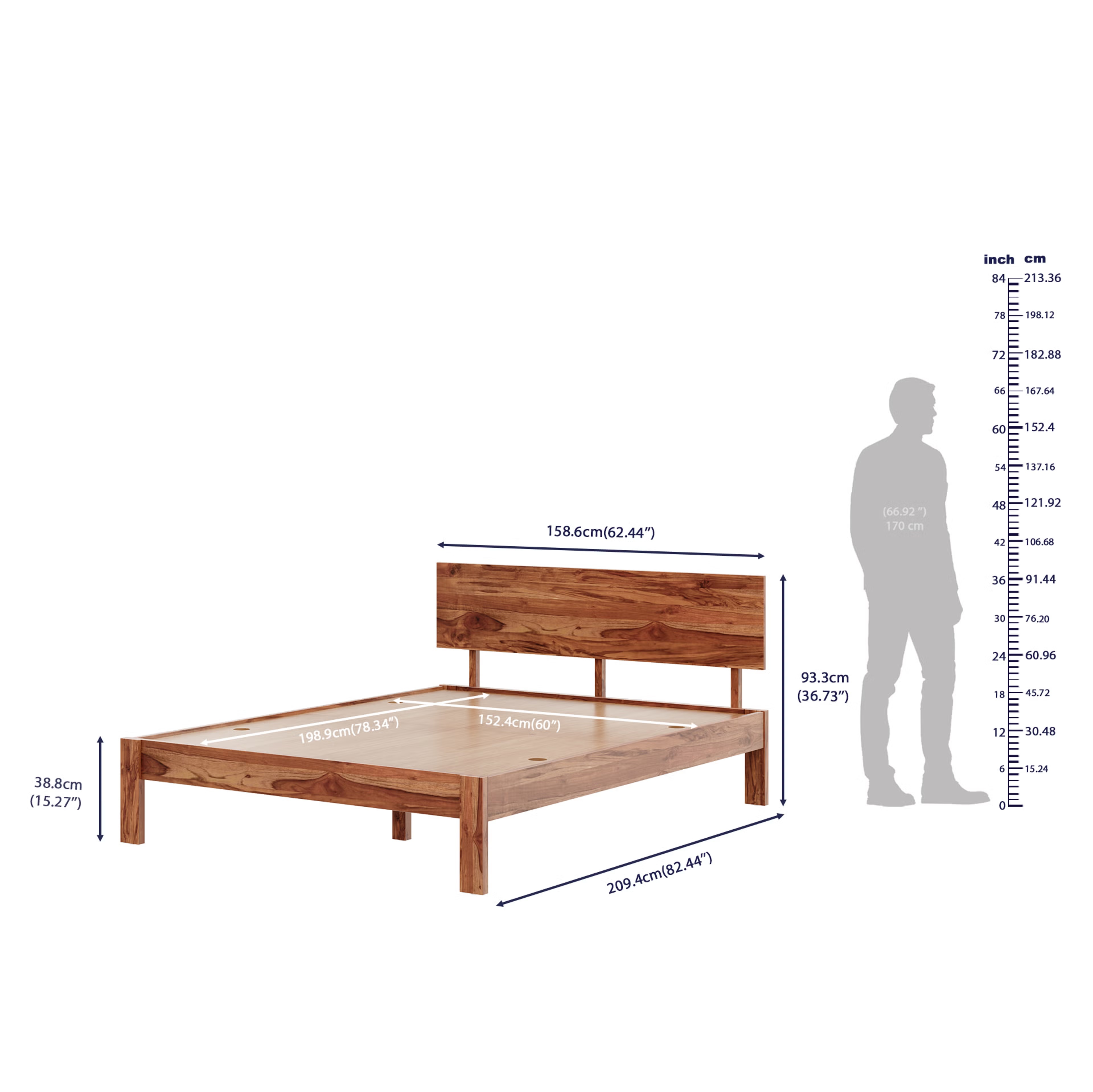 Wakefit Indus Queen Teak Bed Without Storage Queen - 78" x 60 8 Wakefit Indus Queen Teak Bed Without Storage Queen - 78" x 60\