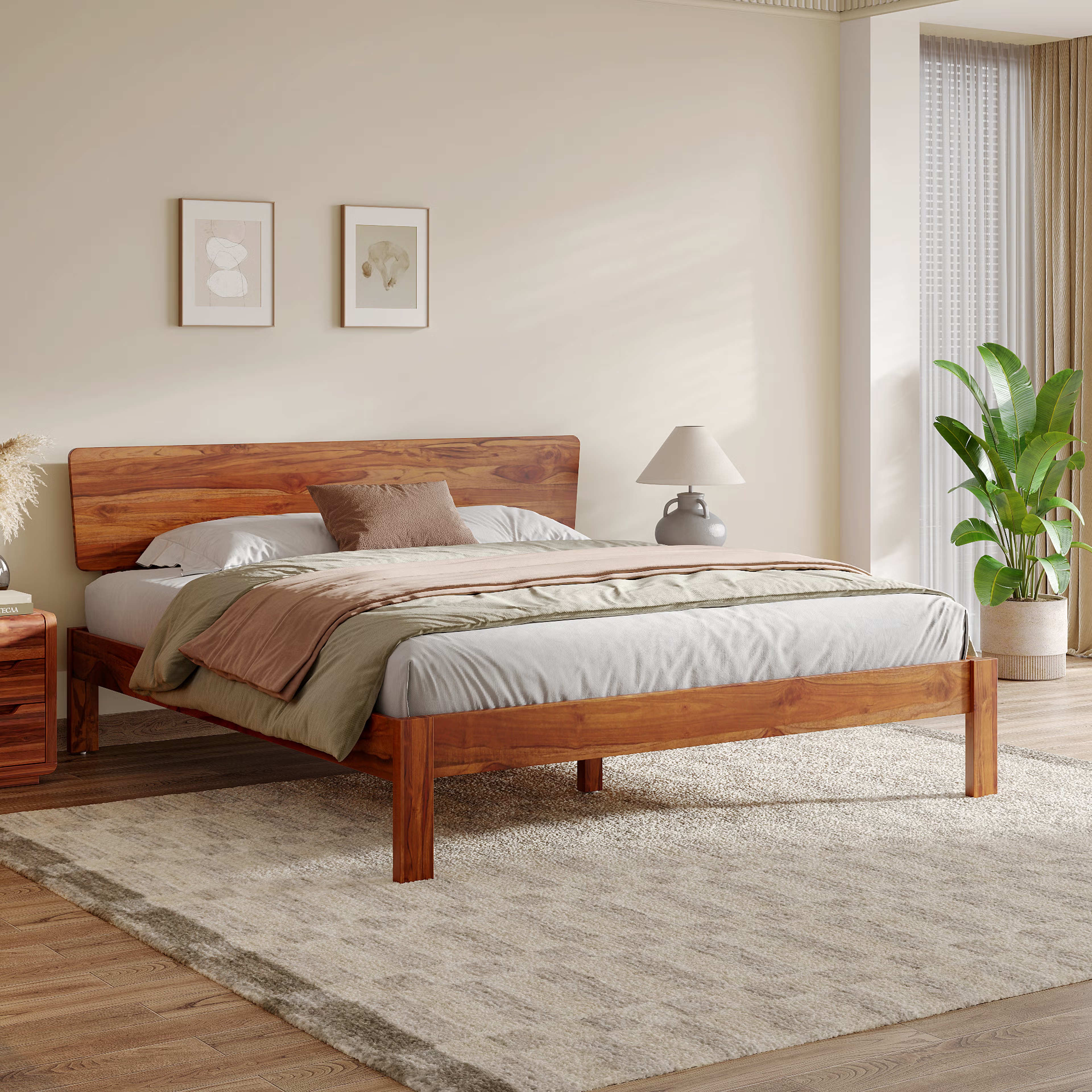 Home 28 Wakefit Ara King Teak Bed Without Storage King - 78" x 72\
