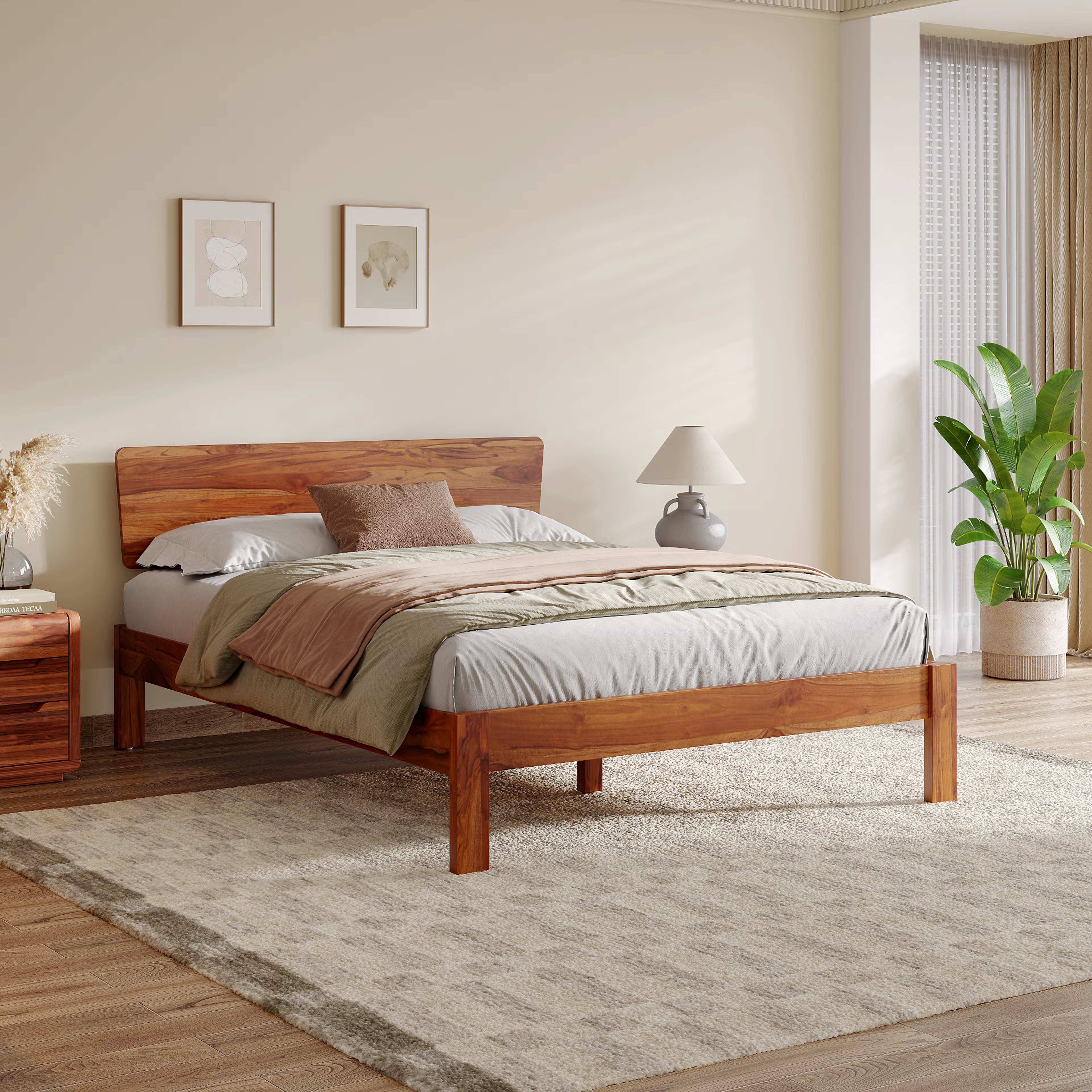 Wakefit Ara Queen Teak Bed Without Storage Queen - 78" x 60\