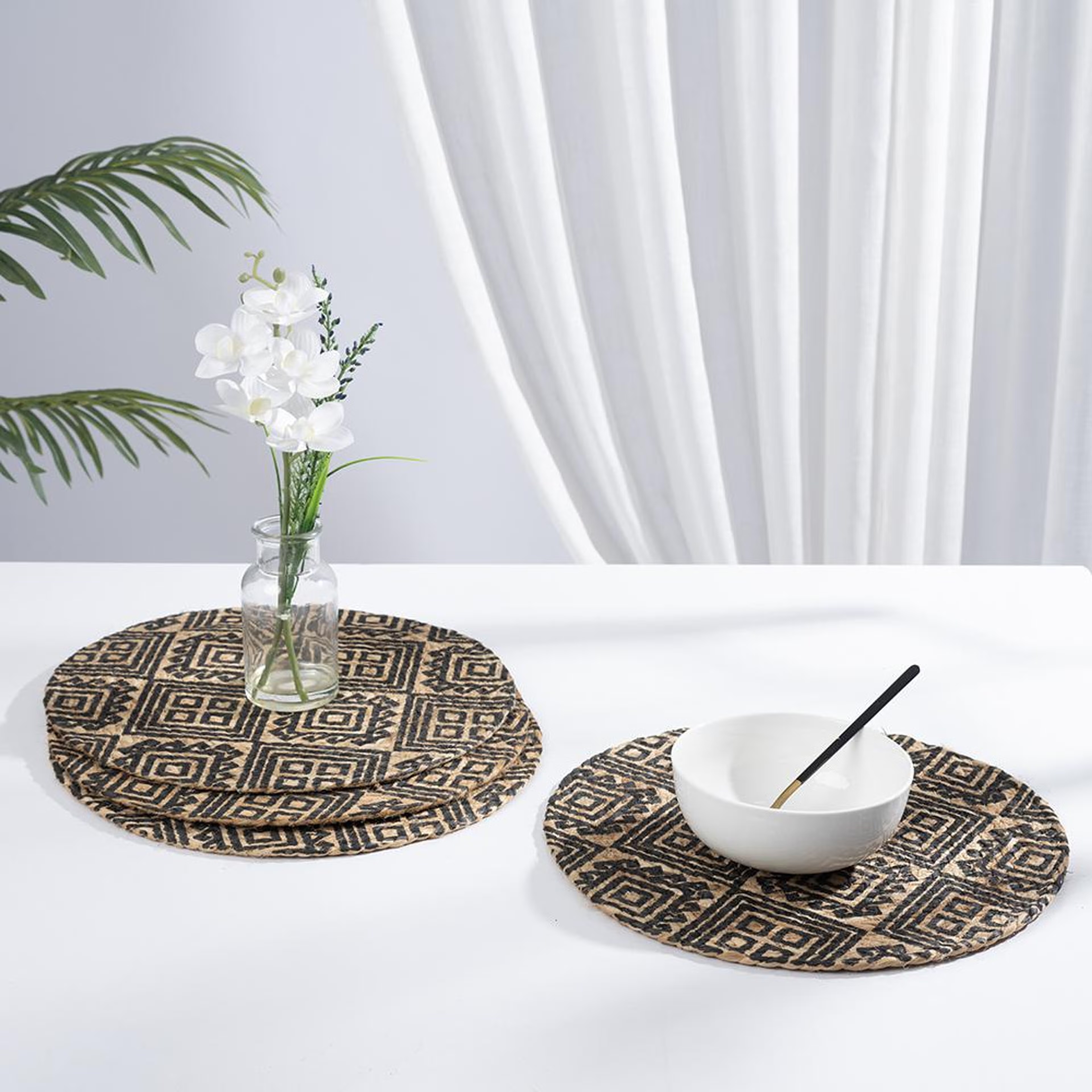 Home 27 Wakefit Mexico, Round Jute Dining Table Placemat - Set 4 Mexico, Set of 4