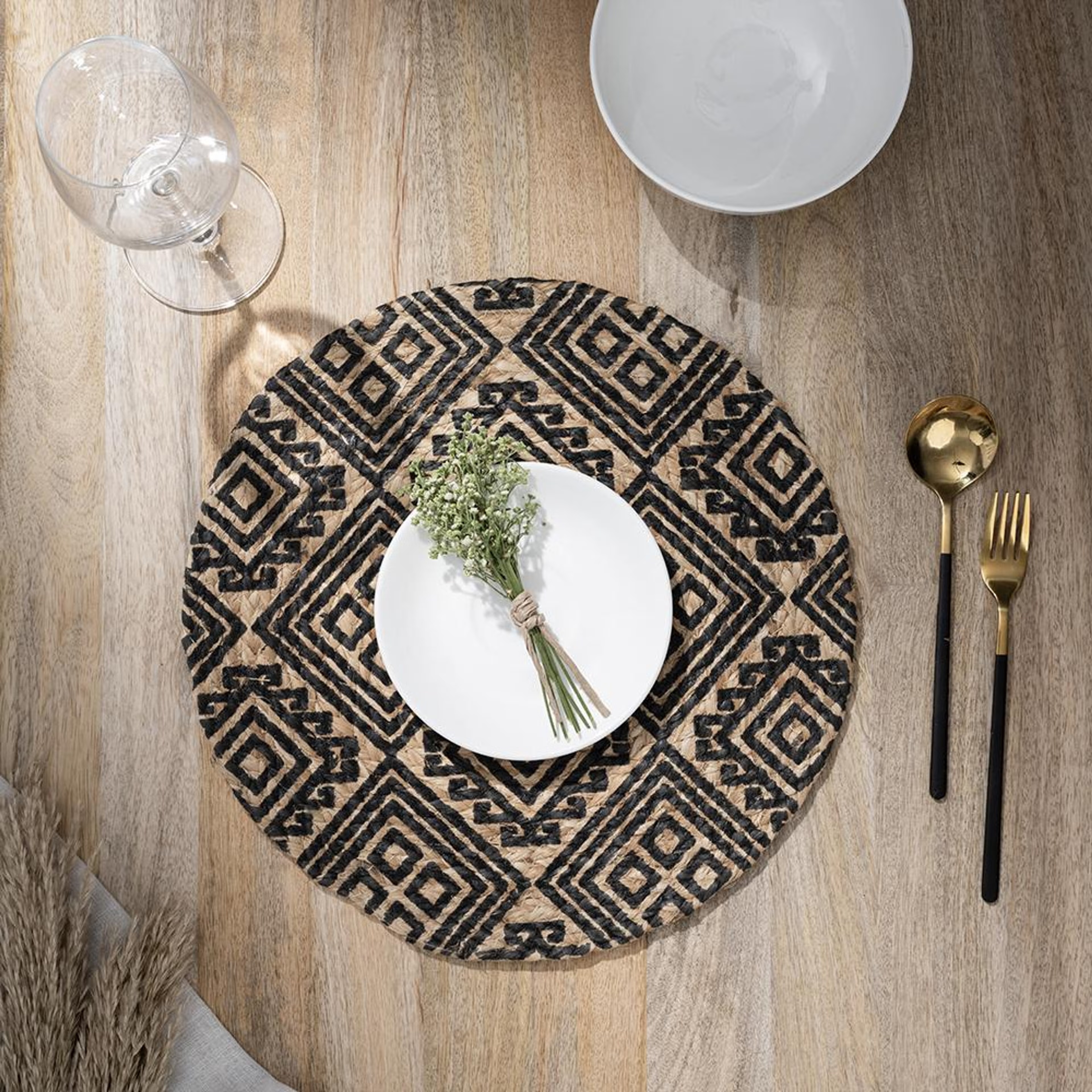 Home 40 Wakefit Mexico, Round Jute Dining Table Placemat - Set 6 Mexico, Set of 6
