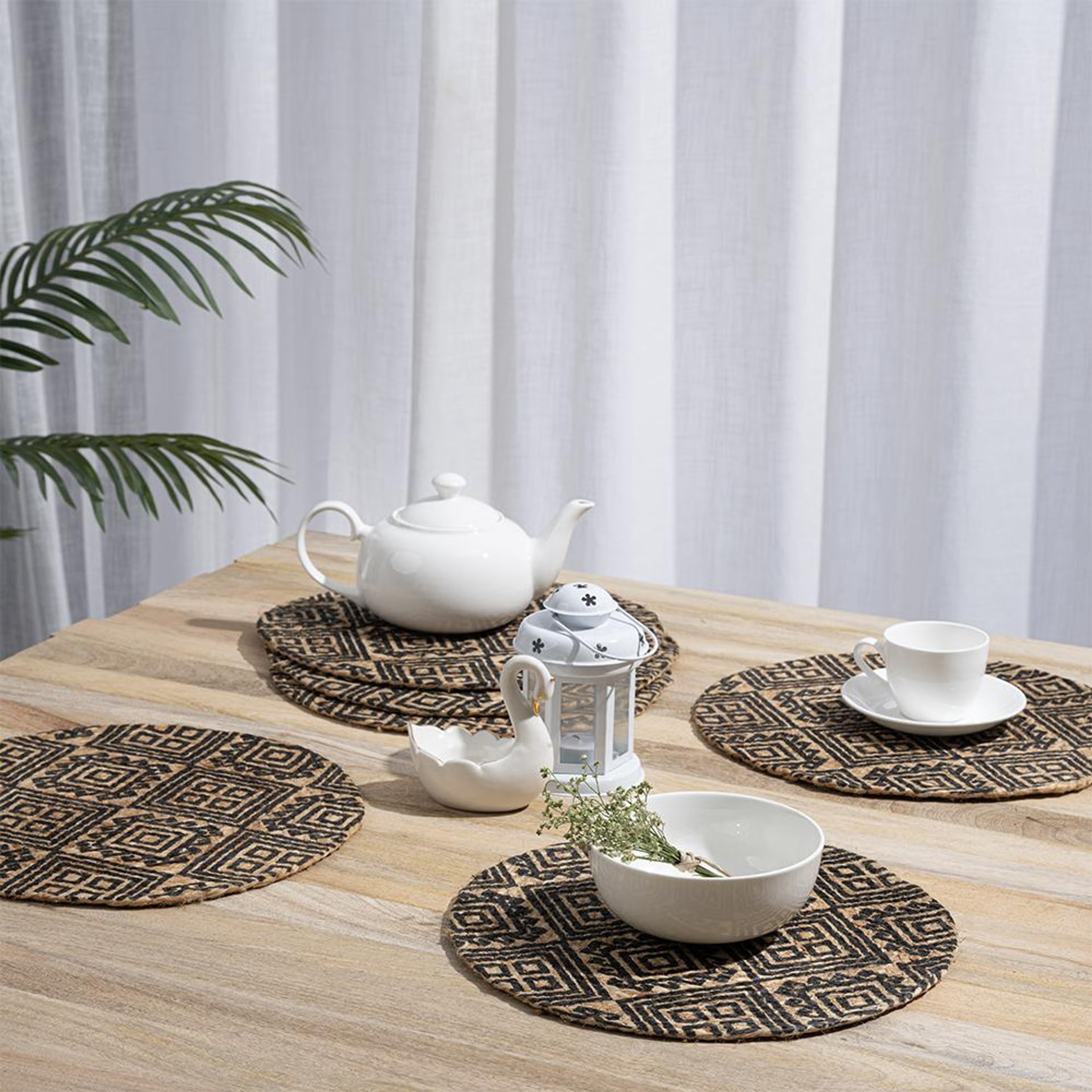 Home 41 Wakefit Mexico, Round Jute Dining Table Placemat - Set 6 Mexico, Set of 6