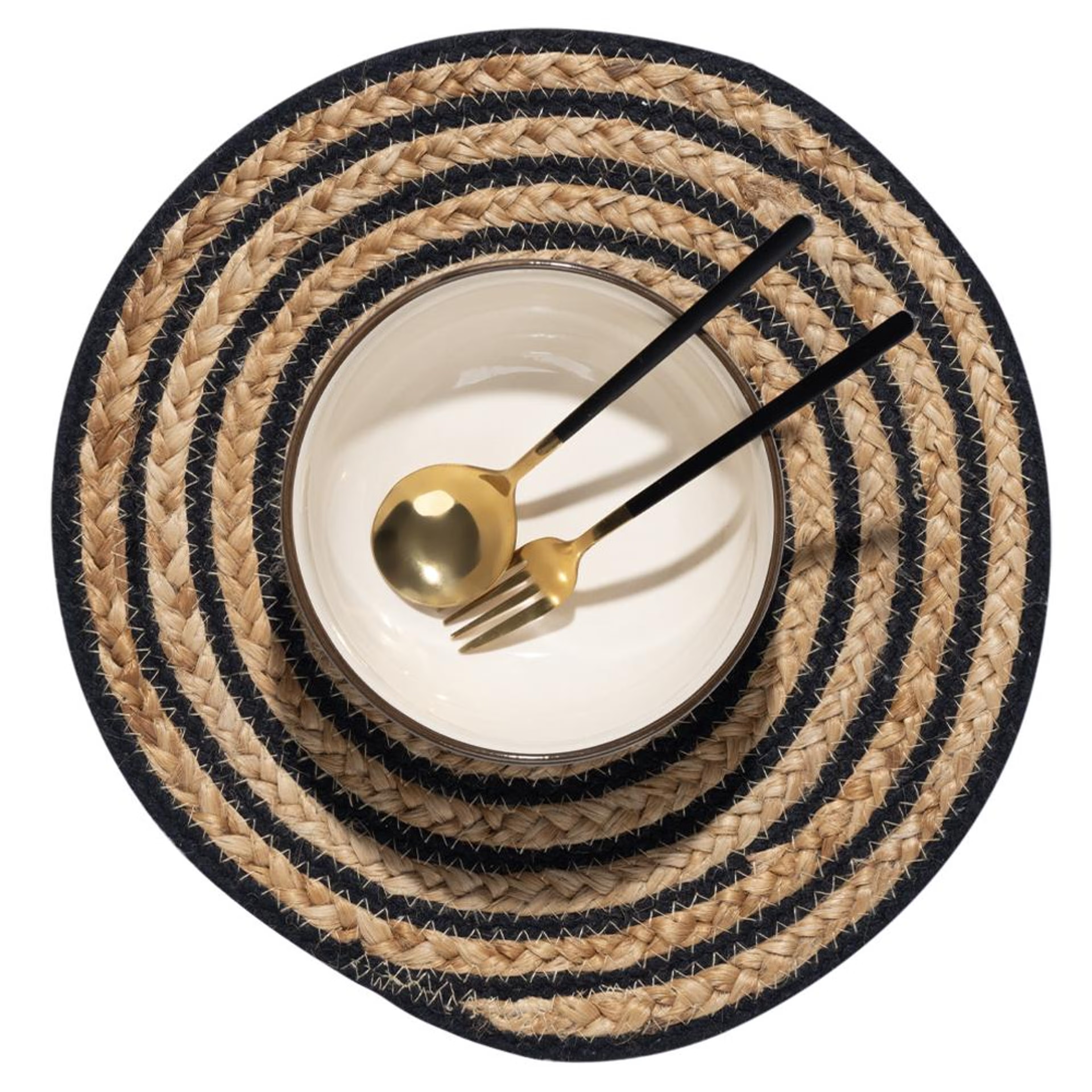 Wakefit Pinwheel Black, Round Jute Dining Table Placemat - Set of 4 Pinwheel Black, Set of 4 7 Wakefit Pinwheel Black, Round Jute Dining Table Placemat - Set of 4 Pinwheel Black, Set of 4