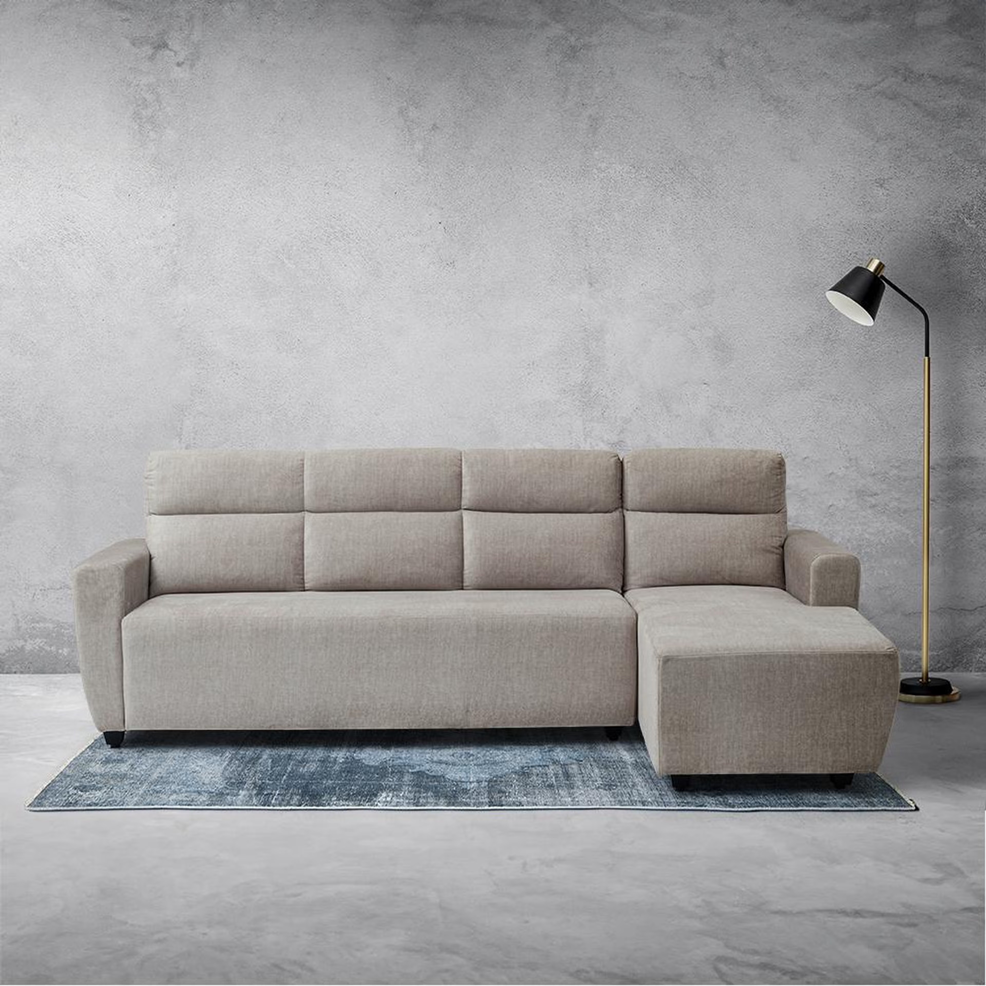 Wakefit Belize Plus L Shape Sofa Set (3 Seater + Right Aligned Chaise) Sectional, Set (3 Seater + Right Aligned Chaise), Taupe