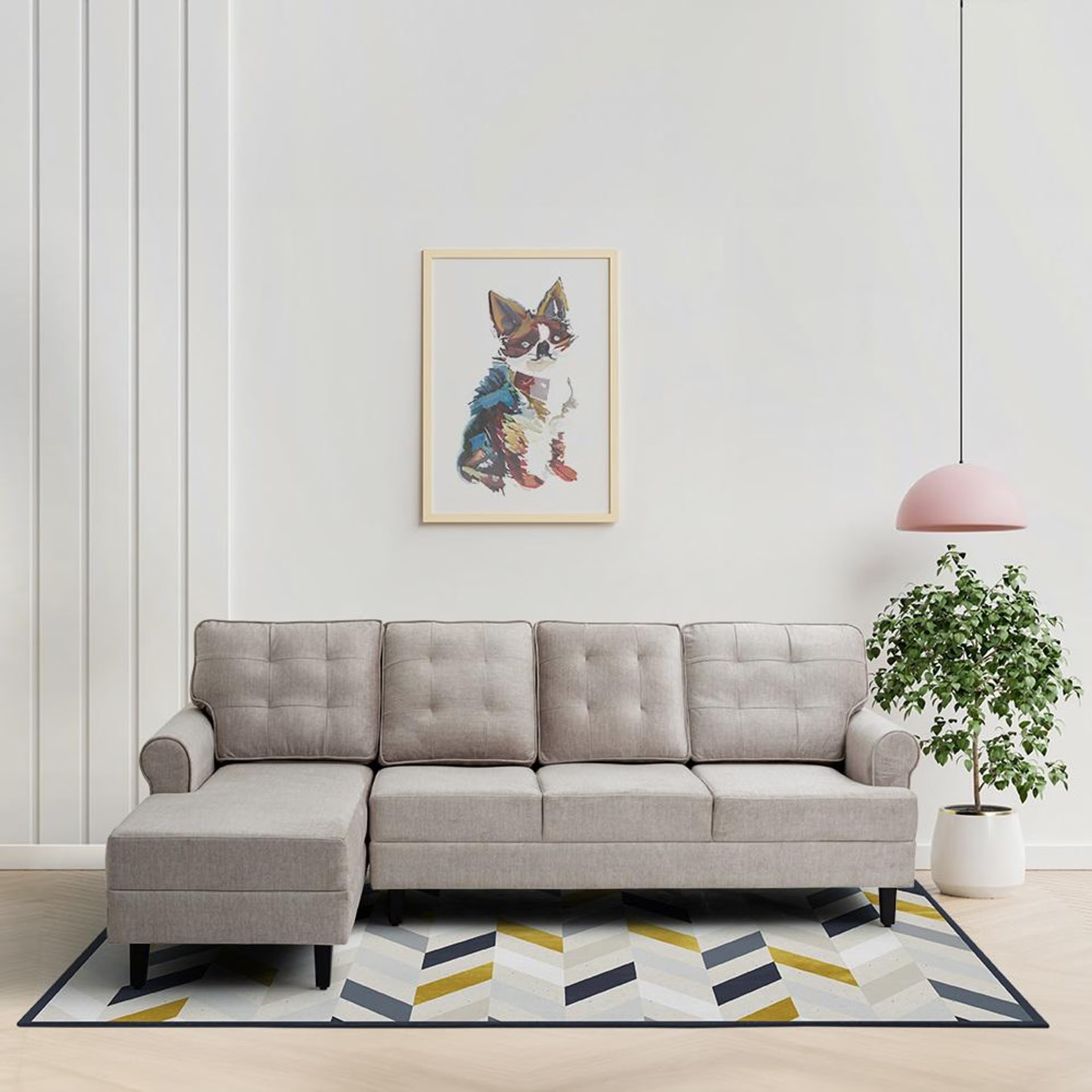 Home 42 Wakefit Dreamer Plus L Shape Sofa Set (3 Seater + Left Aligned Chaise) Sectional, Set (3 Seater + Left Aligned Chaise), Taupe