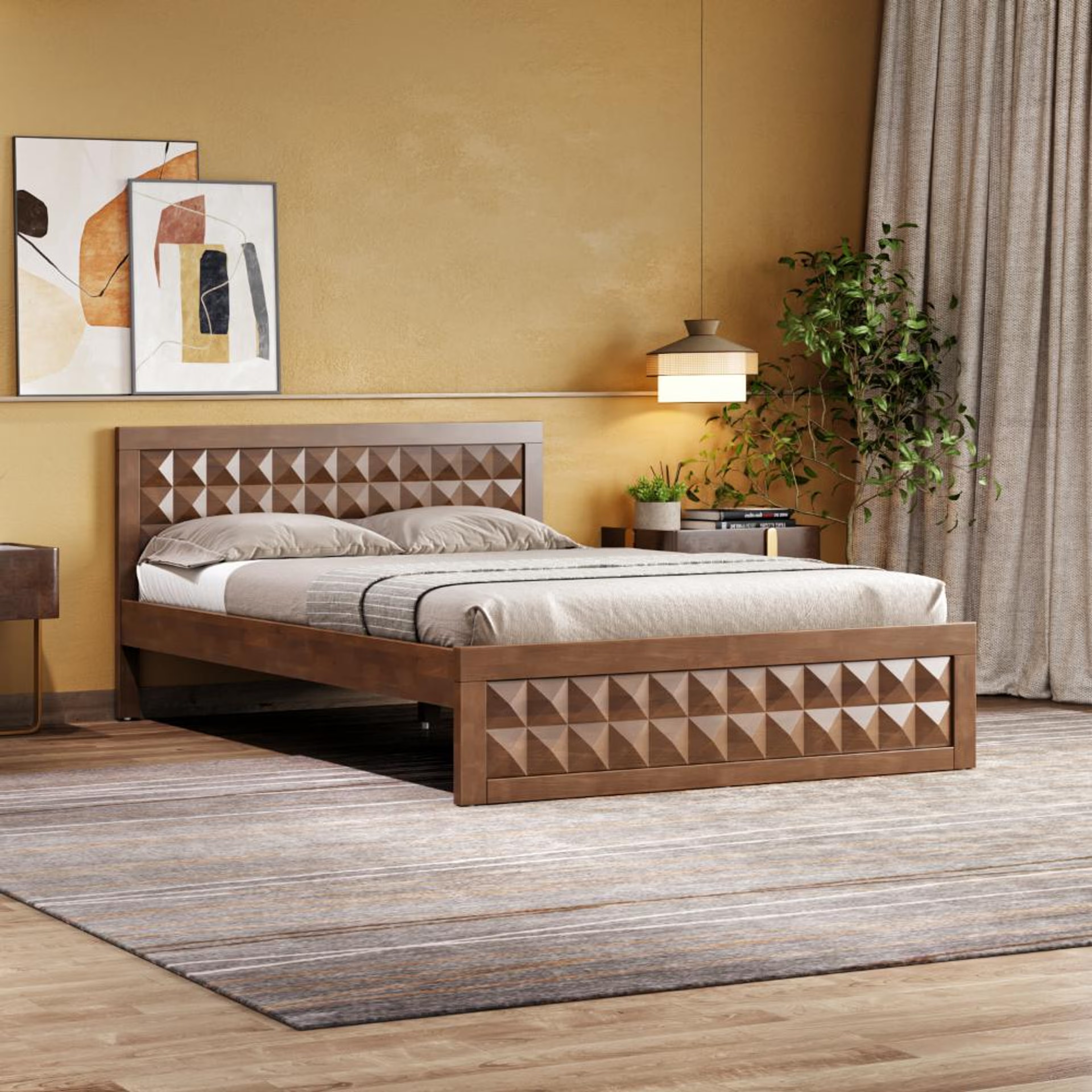 Wakefit STUD Queen Solid wood bed without storage Queen - 78" x 60\