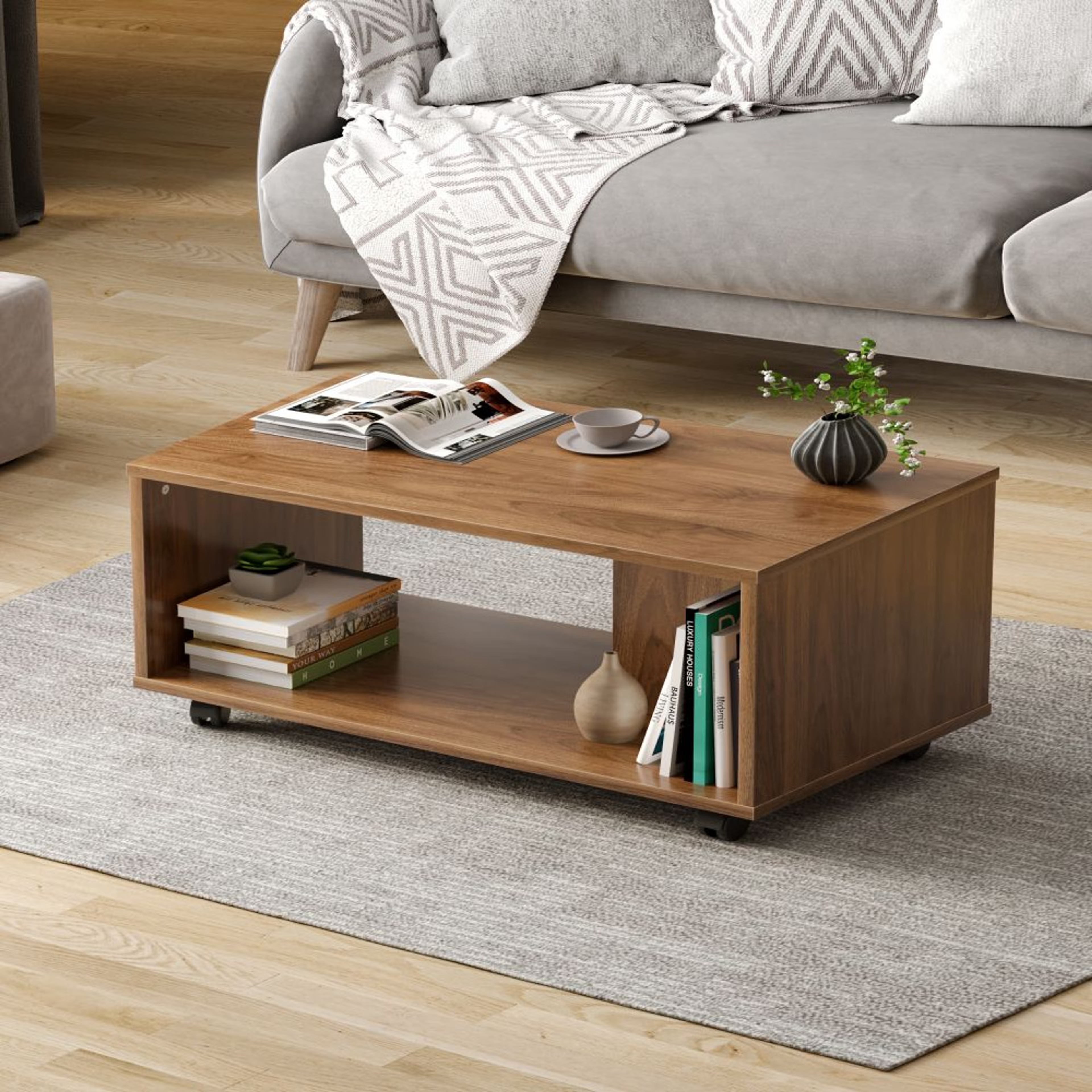 Leonis Coffee Table - Columbian Walnut Color, Engineered Wood Columbian Walnut